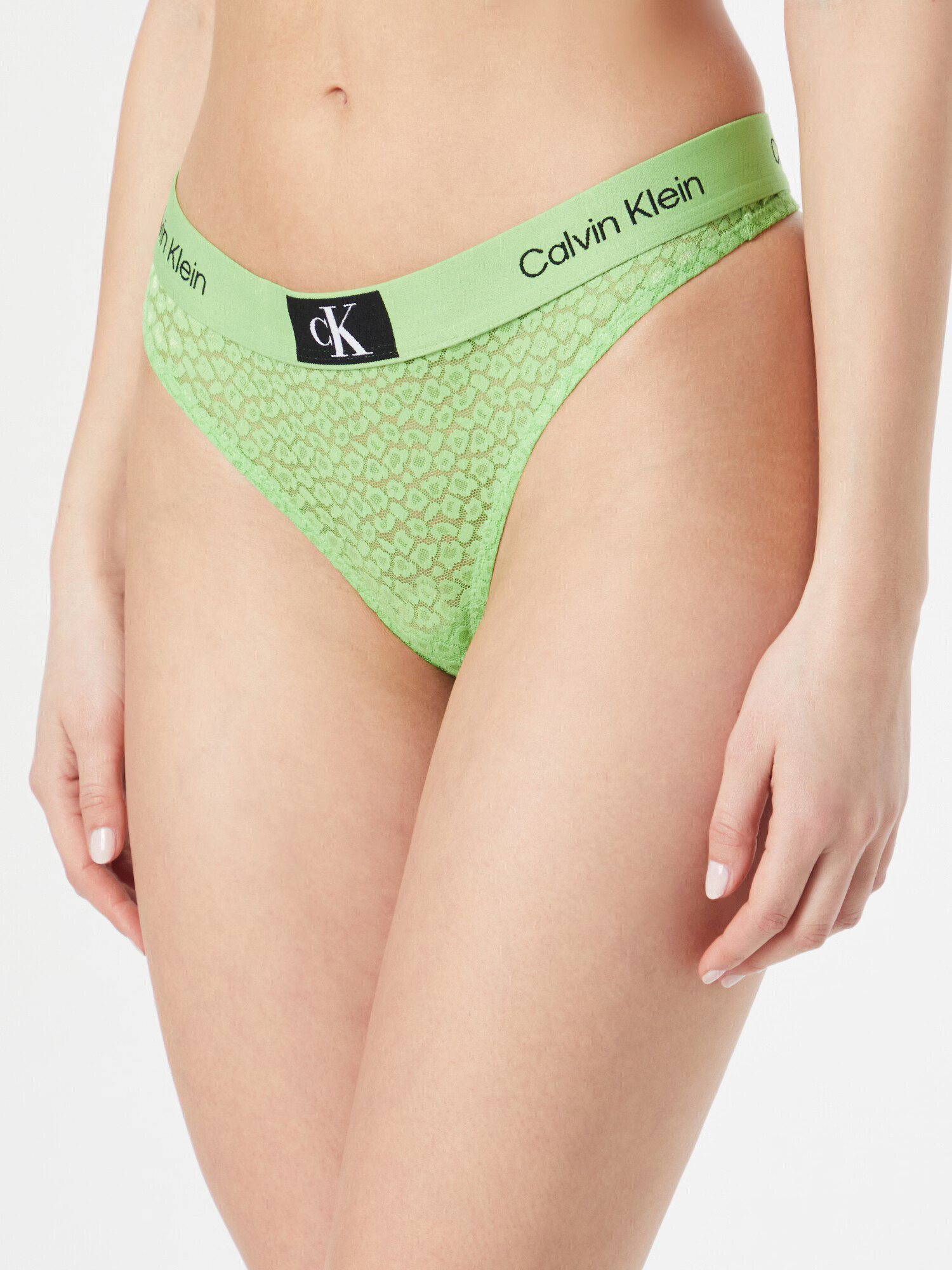 Calvin Klein Underwear Tangice svetlo zelena / črna / bela - Pepit.si