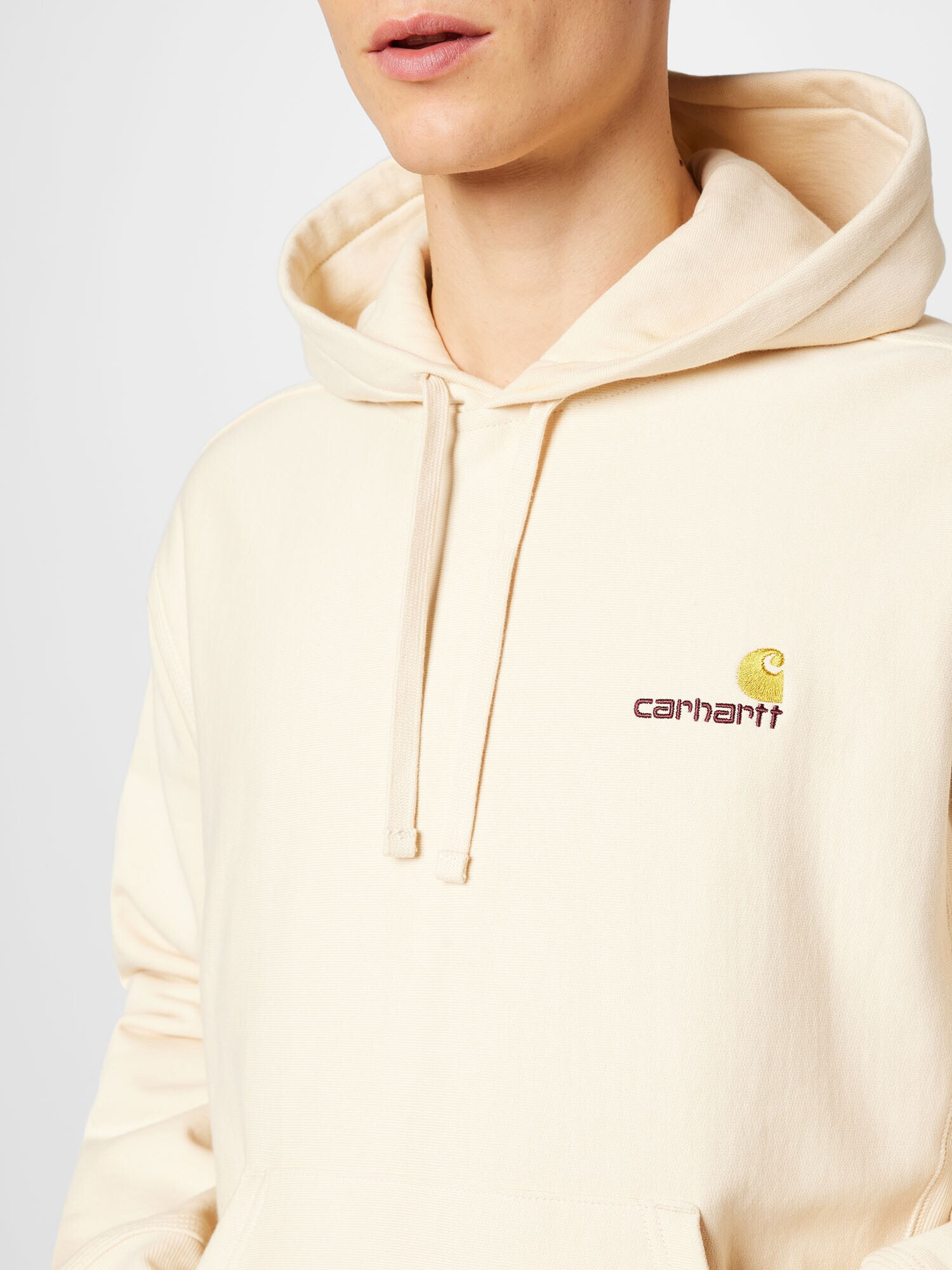 Carhartt WIP Majica 'American Script' kremna / zlato-rumena / rjasto rdeča - Pepit.si