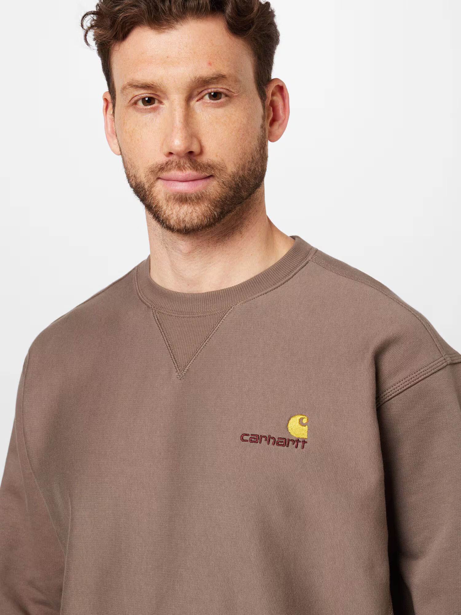 Carhartt WIP Majica 'American Script' mokka / rumena / češnjevo rdeča - Pepit.si