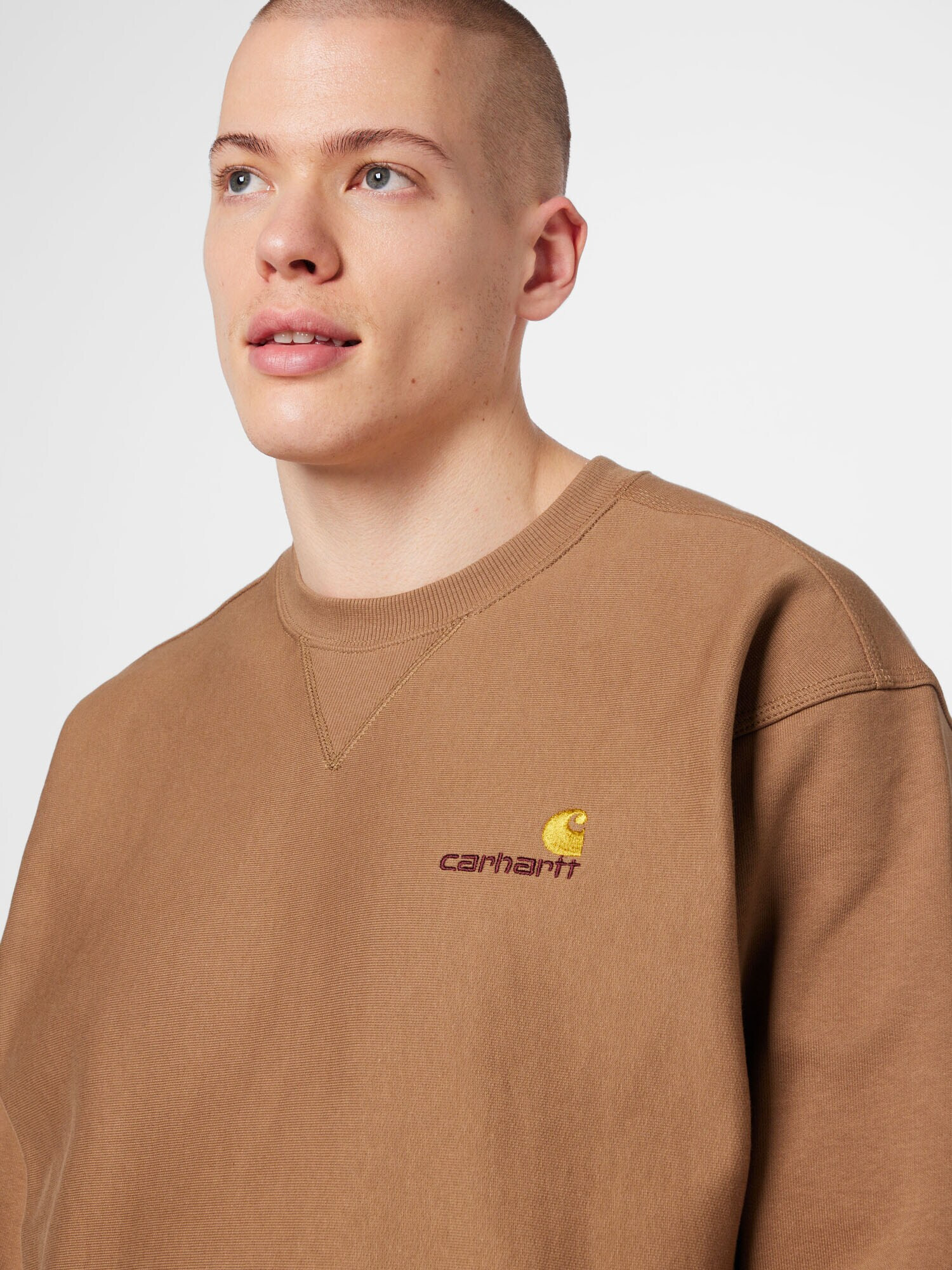 Carhartt WIP Majica 'American Script' svetlo rjava / rumena / bordo - Pepit.si