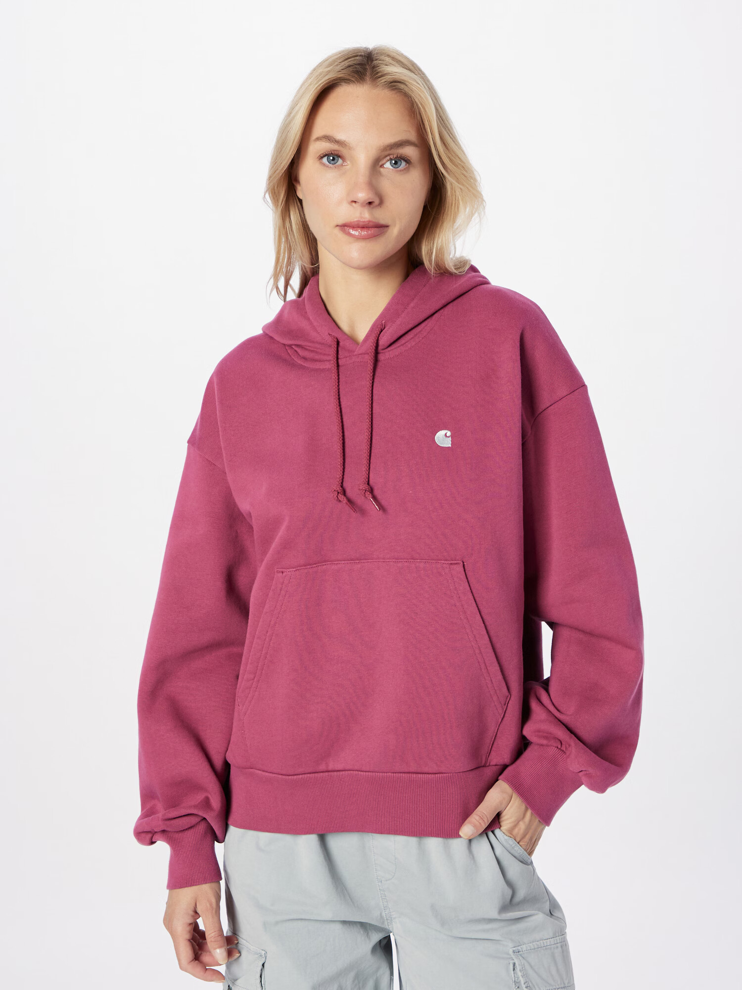 Carhartt WIP Majica 'Casey' malina / rosé / bela - Pepit.si