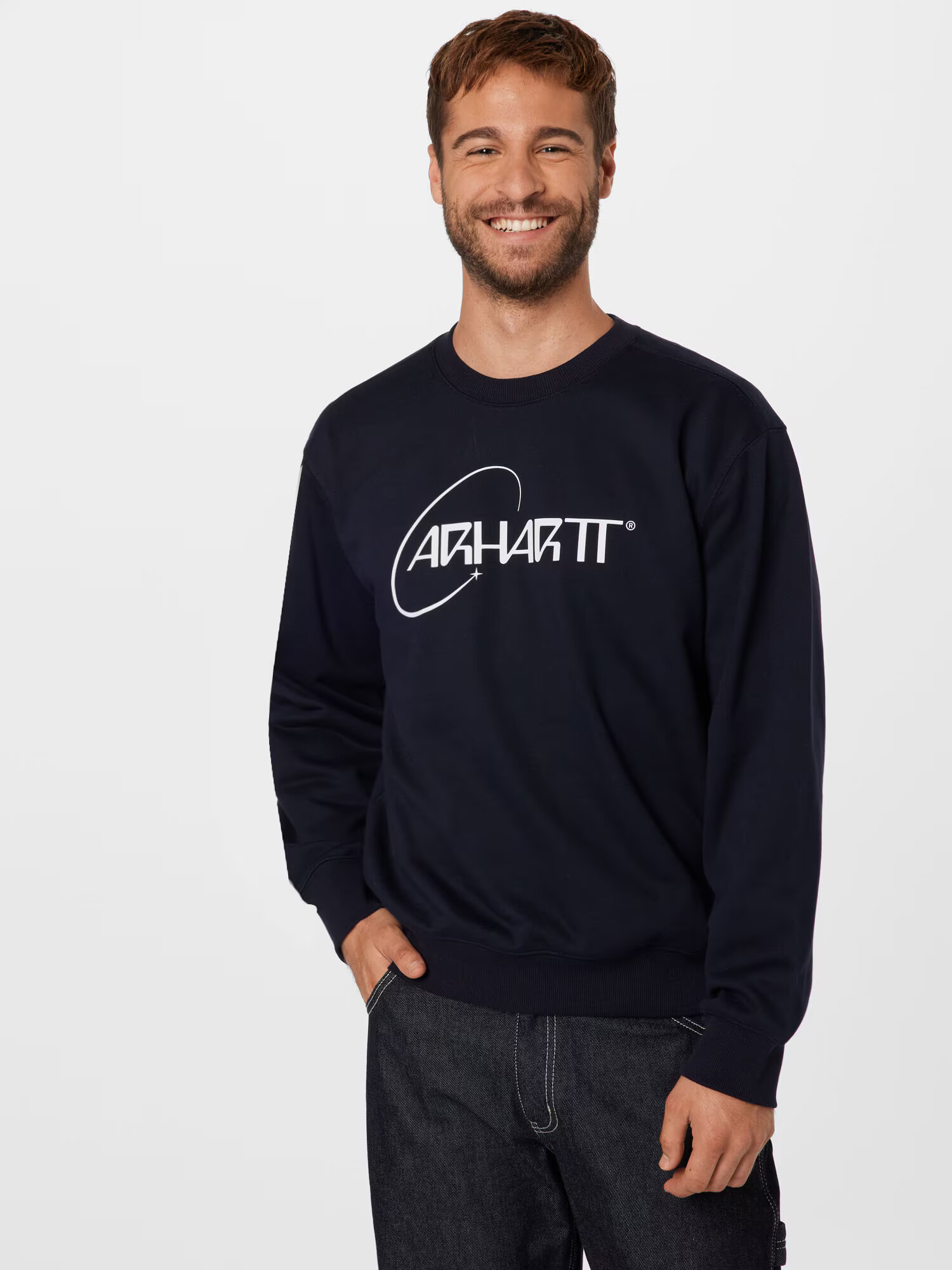 Carhartt WIP Majica 'Orbit' mornarska / bela - Pepit.si