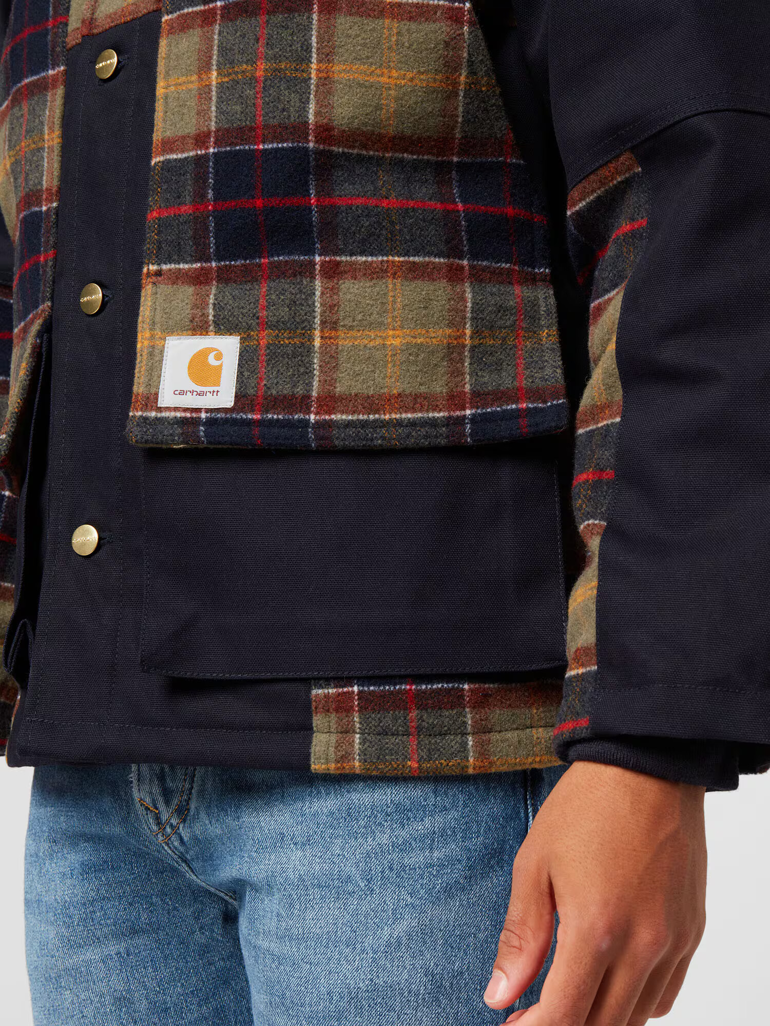 Carhartt WIP Prehodna jakna 'Highland' mornarska / rjava / rdeča - Pepit.si