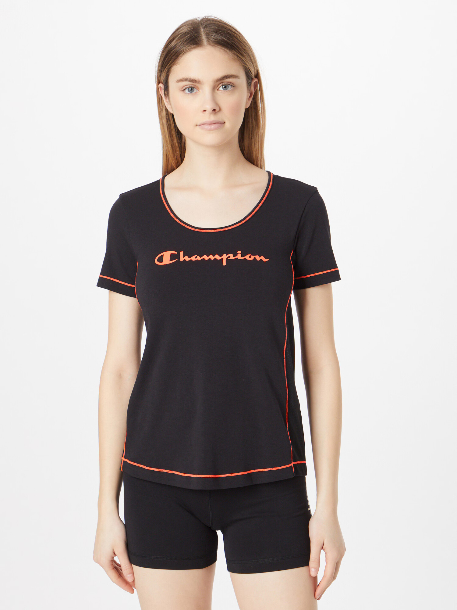 Champion Authentic Athletic Apparel Funkcionalna majica oranžna / črna - Pepit.si