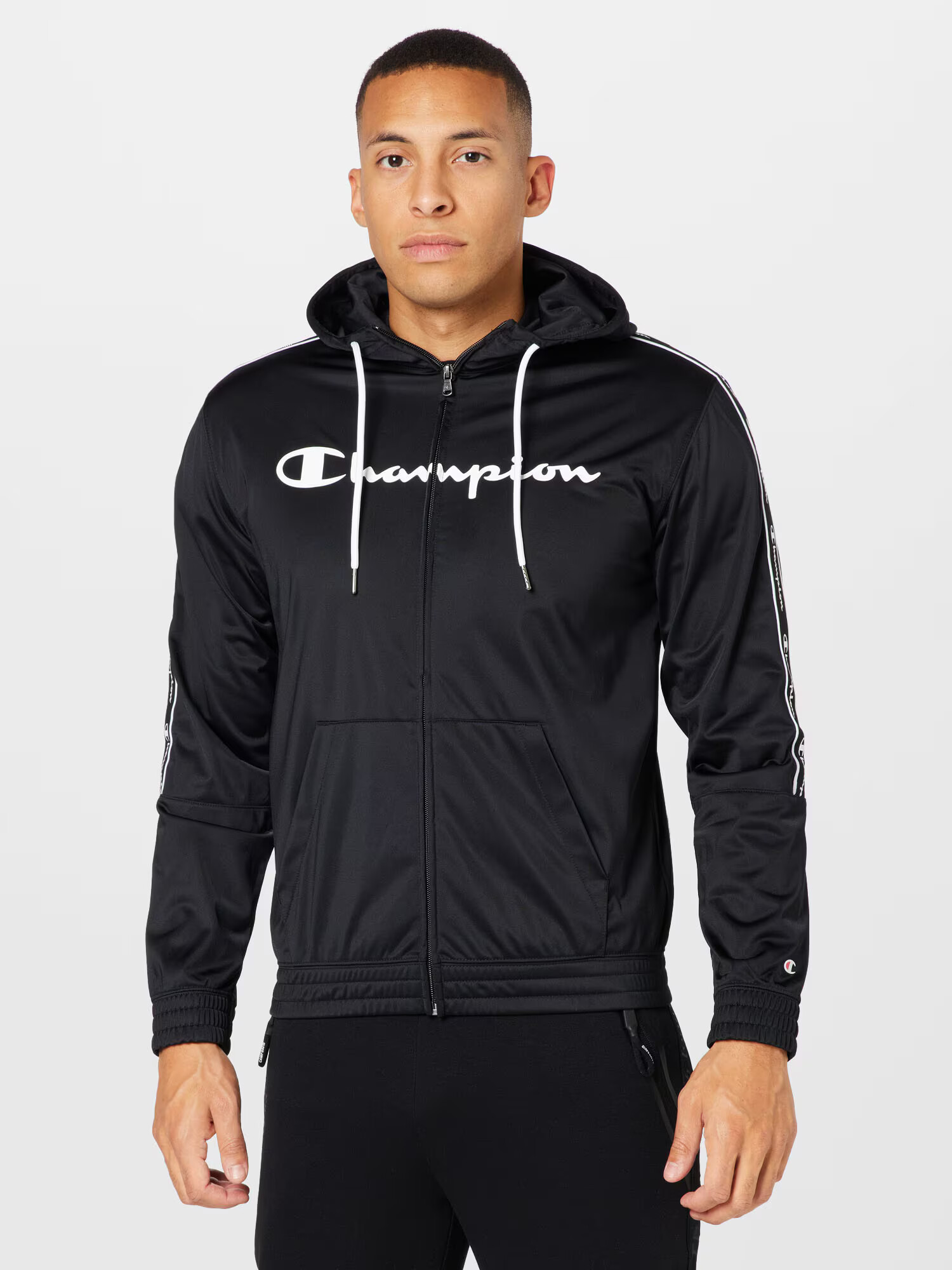 Champion Authentic Athletic Apparel Jopa na zadrgo črna / bela - Pepit.si