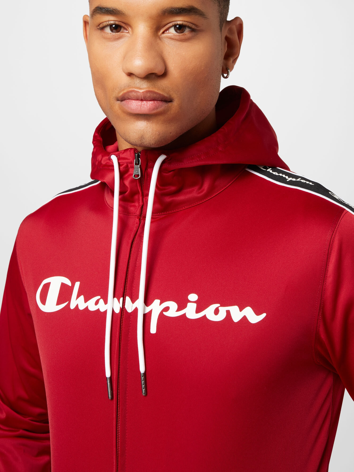 Champion Authentic Athletic Apparel Jopa na zadrgo rdeča / bela - Pepit.si