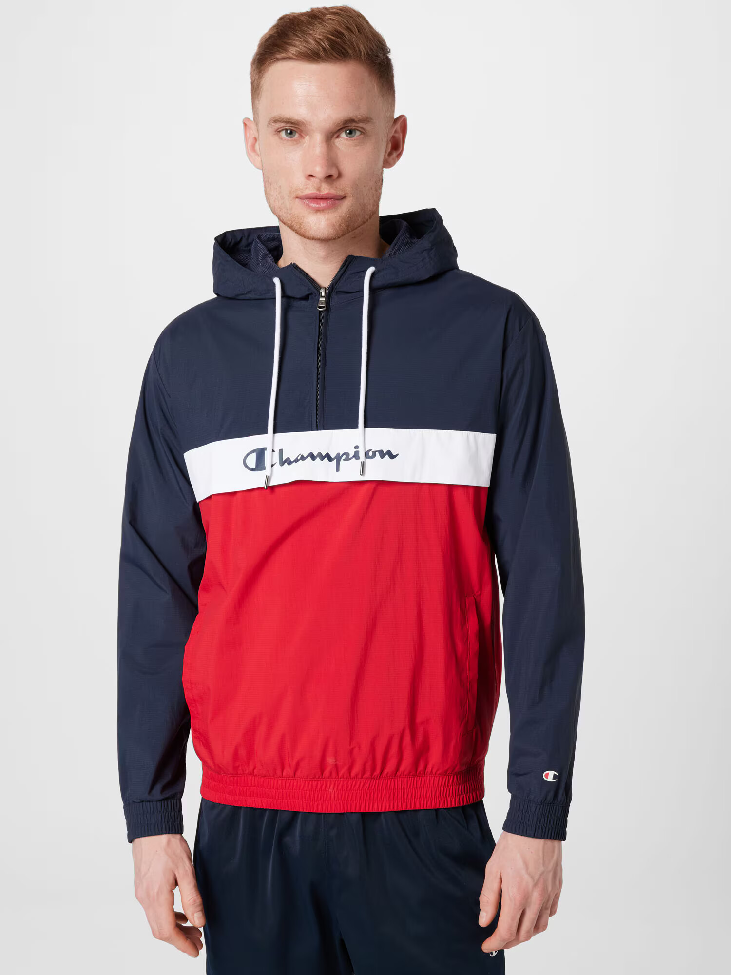 Champion Authentic Athletic Apparel Prehodna jakna nočno modra / rdeča / bela - Pepit.si