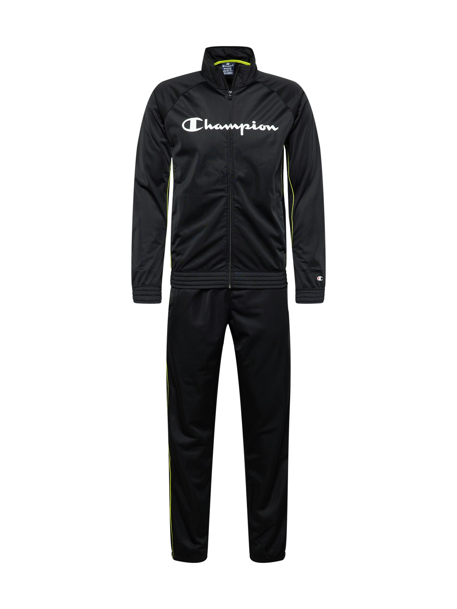 Champion Authentic Athletic Apparel Športna trenirka črna / bela / neonsko rumena - Pepit.si