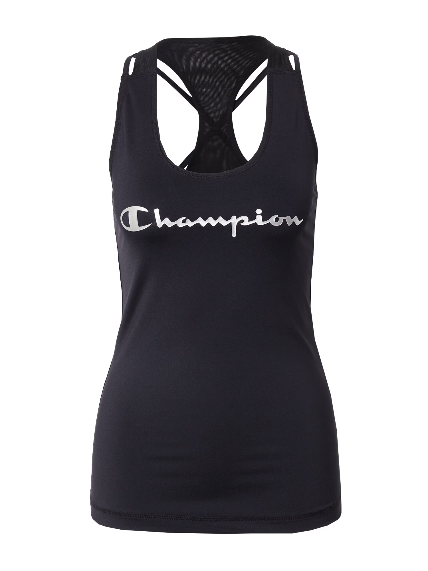 Champion Authentic Athletic Apparel Športni top črna / srebrna - Pepit.si