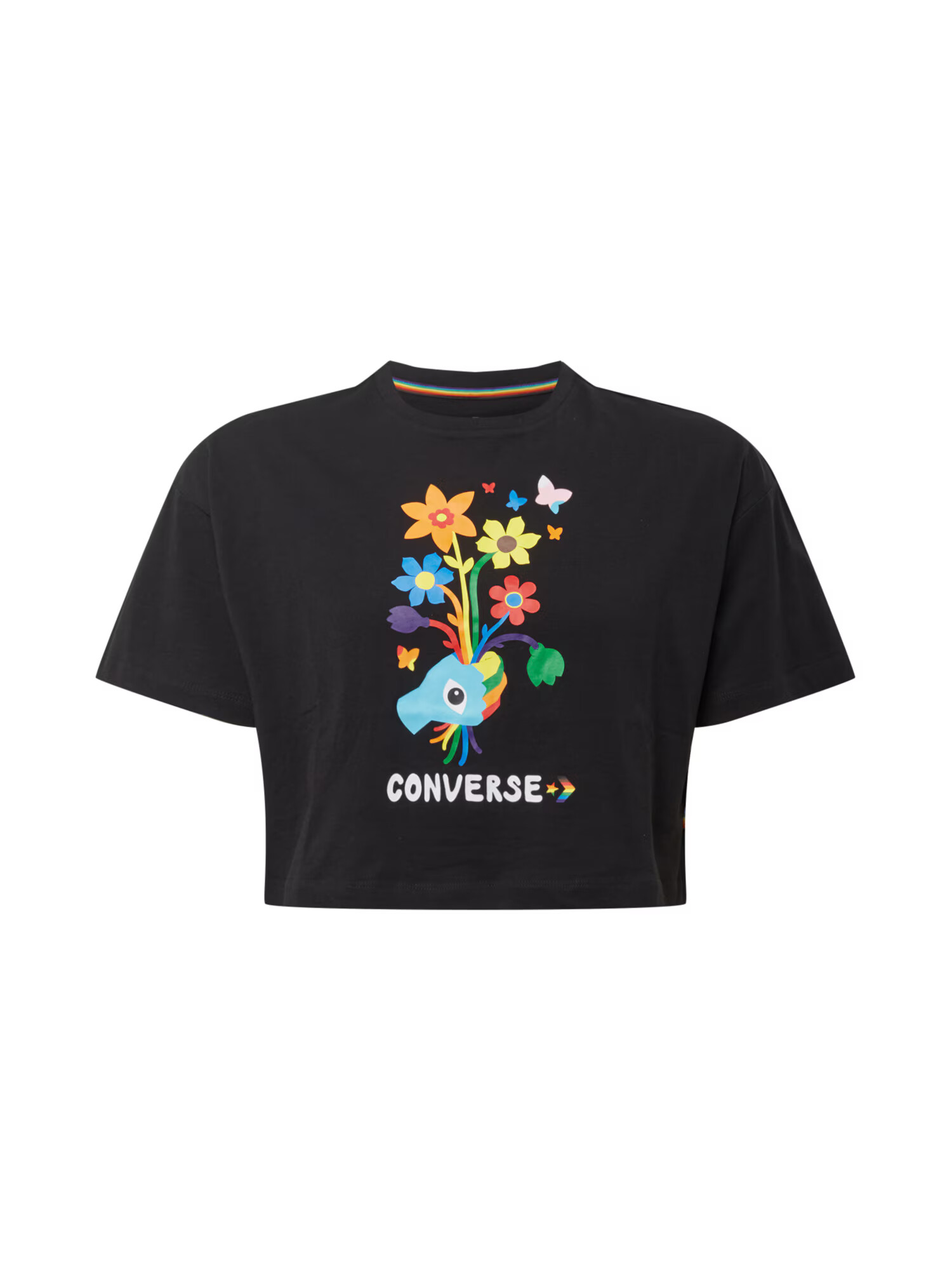 CONVERSE T-Shirt 'PRIDE' črna / oranžna / rumena / modra / rdeča - Pepit.si