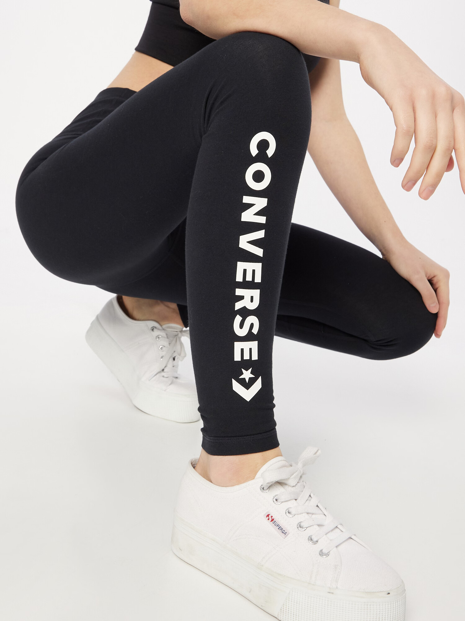 CONVERSE Športne hlače 'Wordmark' črna / bela - Pepit.si