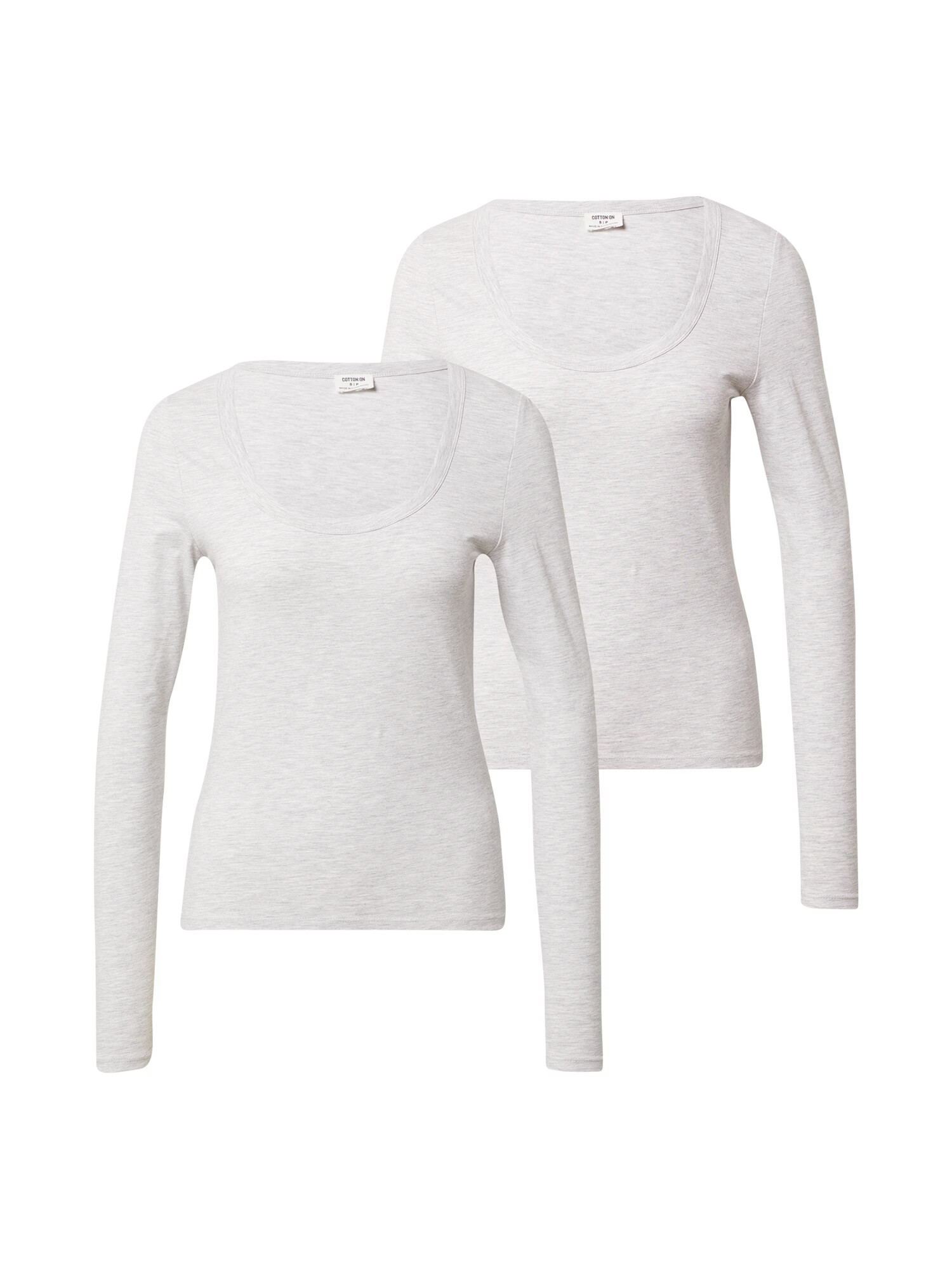 Cotton On Majica 'EVERYDAY SCOOPED LONG SLEEVE TOP - 2 PACK' pegasto siva - Pepit.si