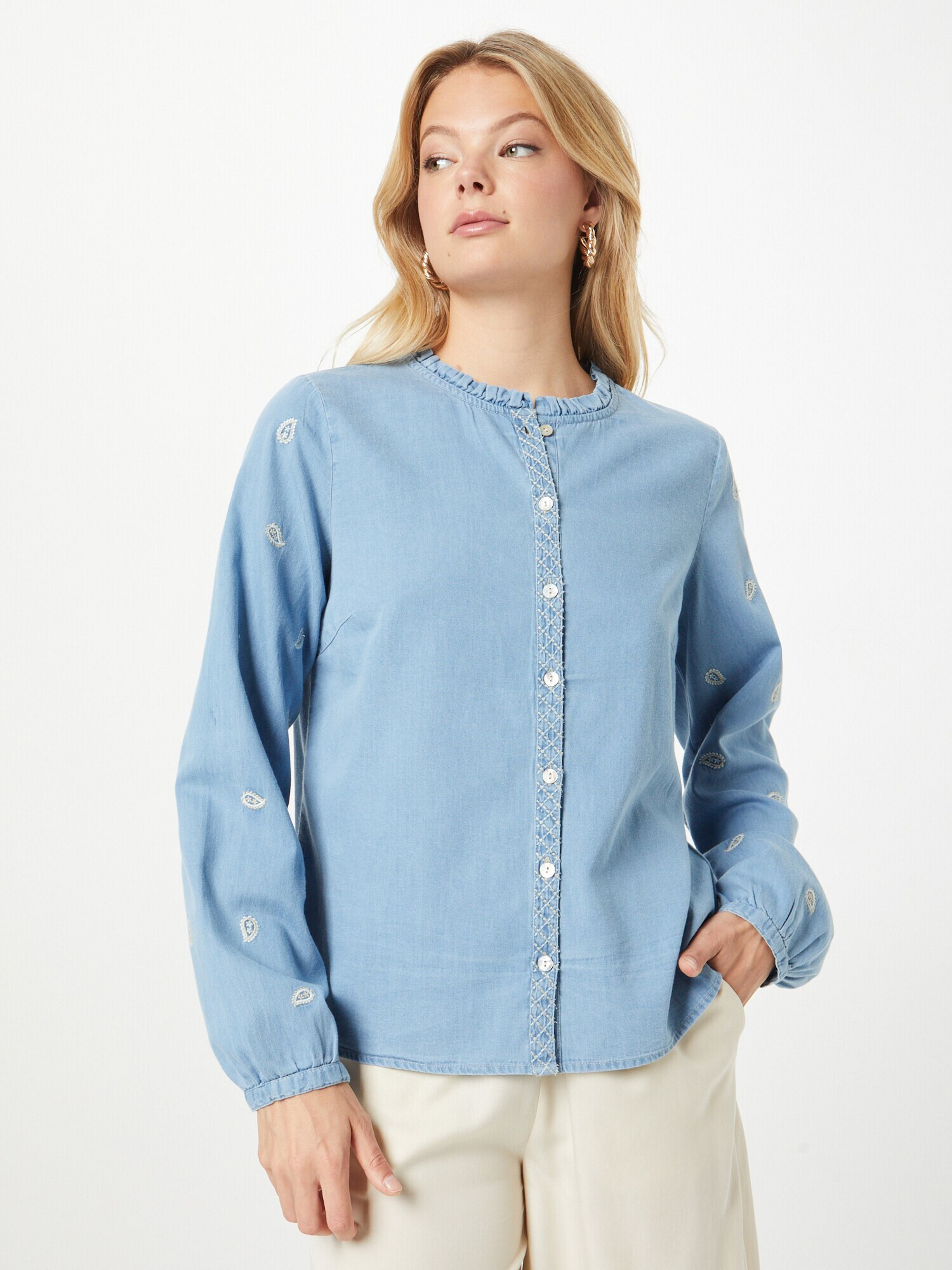 Cream Bluza 'Futta' moder denim / bela - Pepit.si