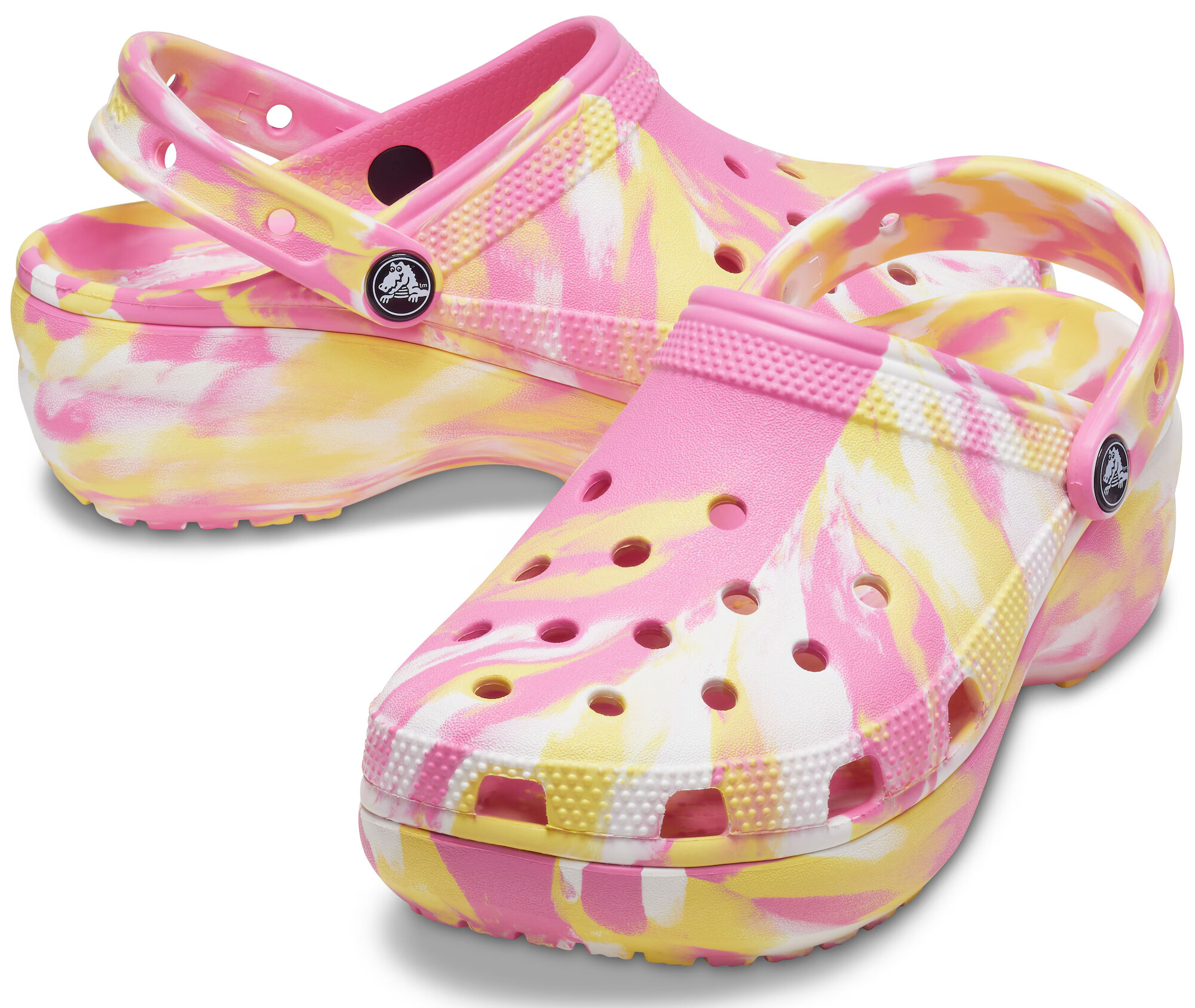 Crocs Nizki natikači 'Marbled' marelica / roza / bela - Pepit.si