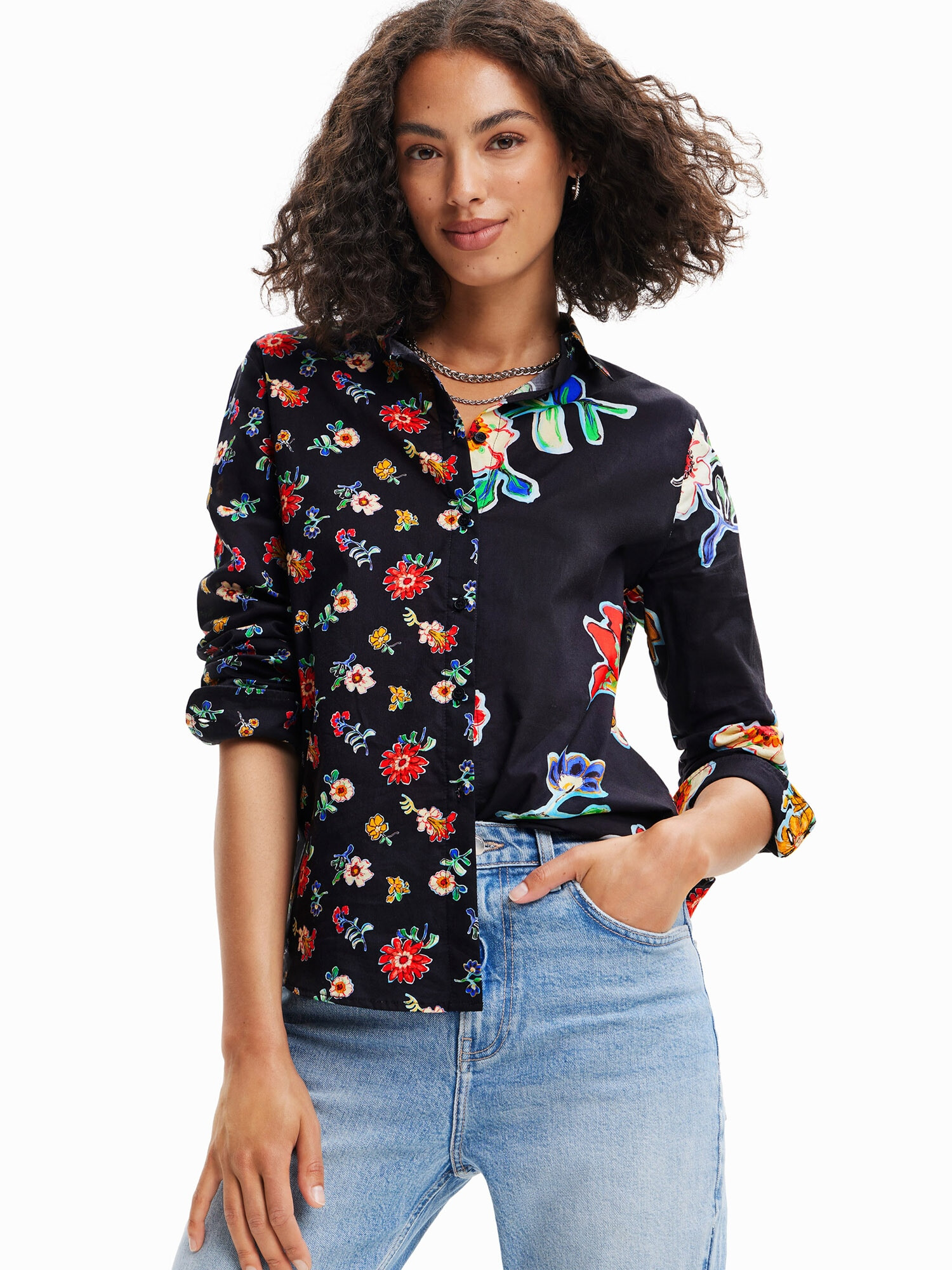 Desigual Bluza 'SINGAPUR' modra / oranžna / rdeča / črna - Pepit.si