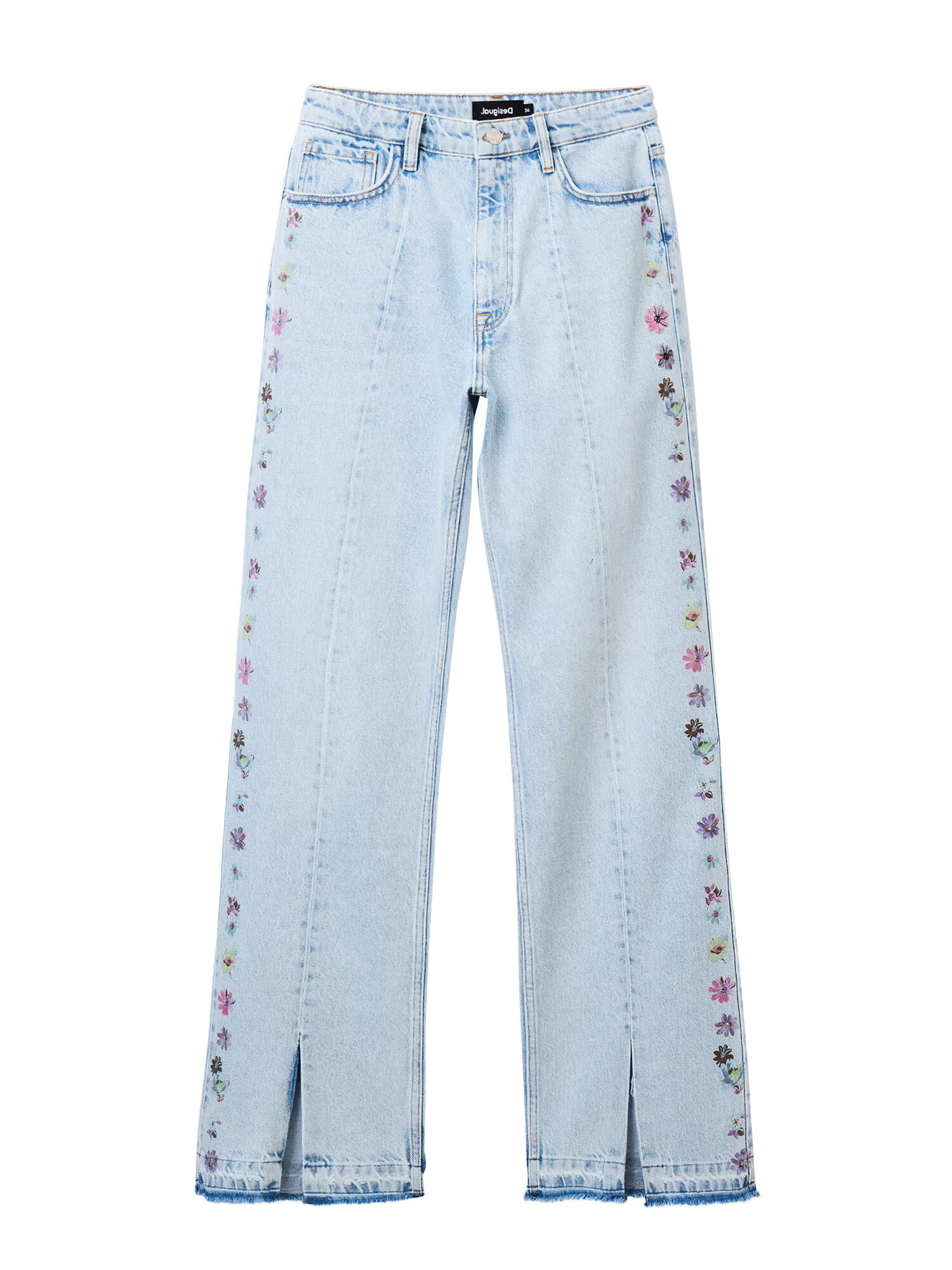 Desigual Kavbojke 'Flores' moder denim / svetlo zelena / temno liila / svetlo roza - Pepit.si