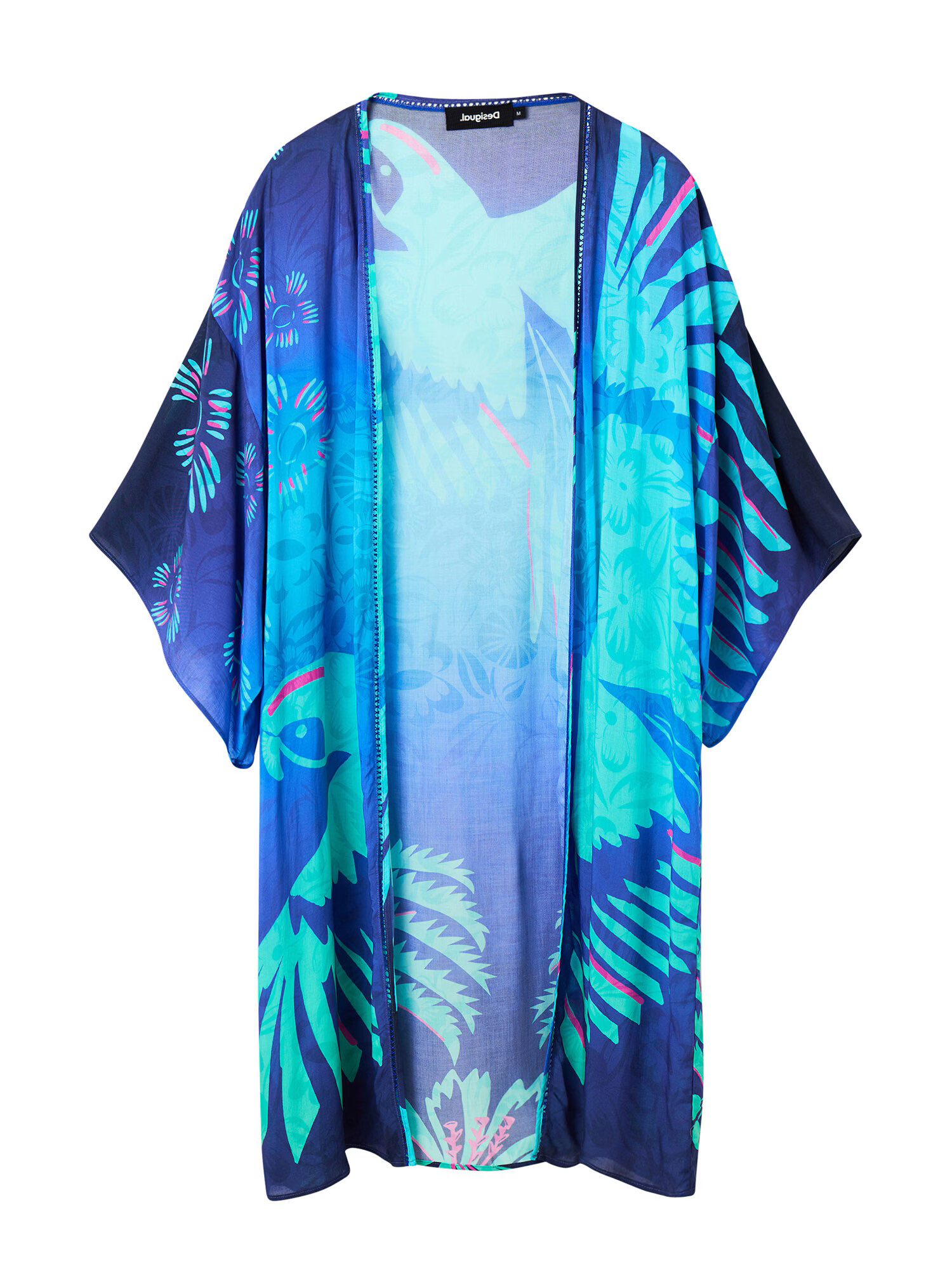 Desigual Kimono 'Arara' turkizna / kobalt modra / voda / neonsko roza - Pepit.si