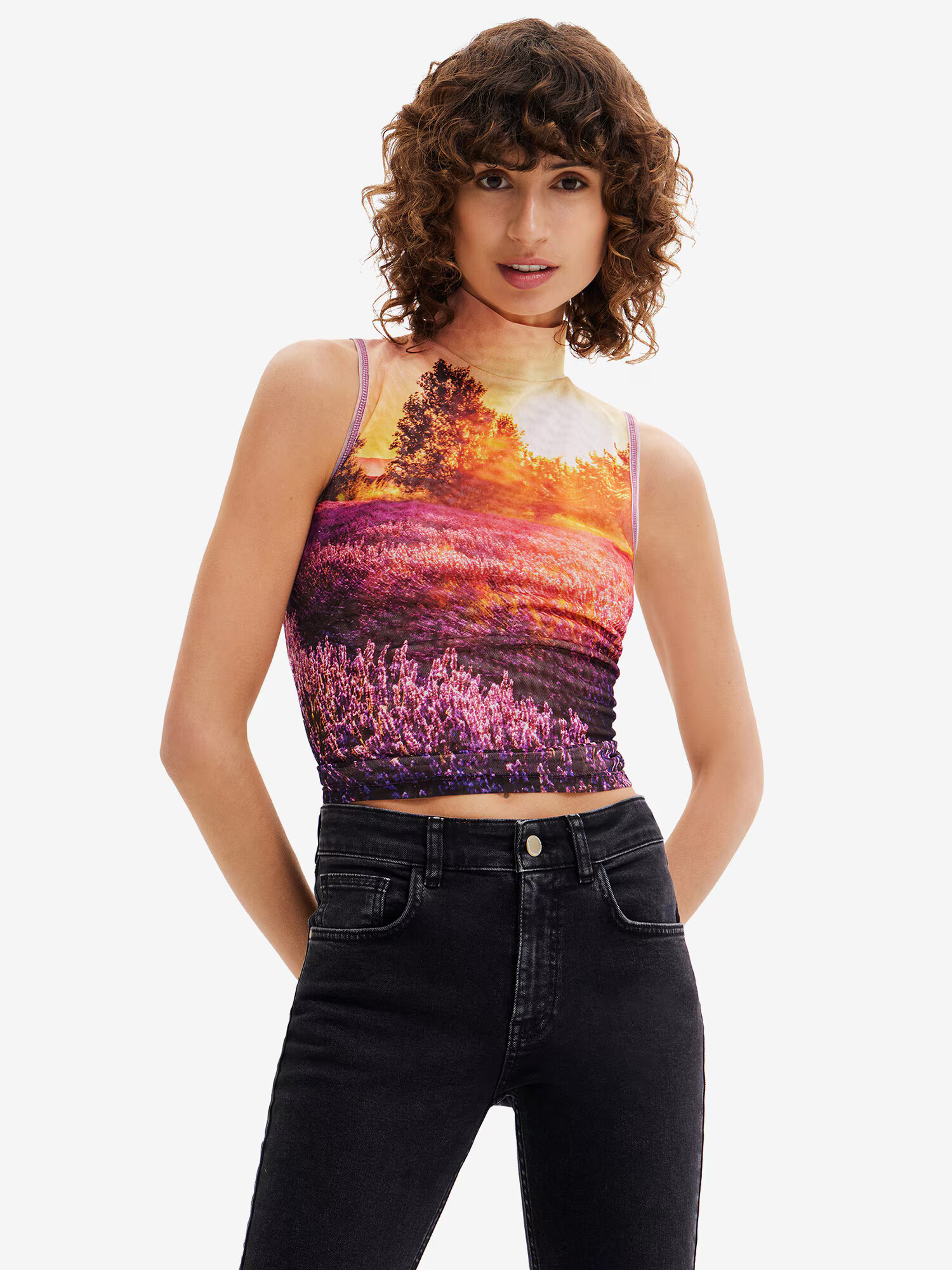 Desigual Top 'SUNSHINY' lila / mešane barve - Pepit.si