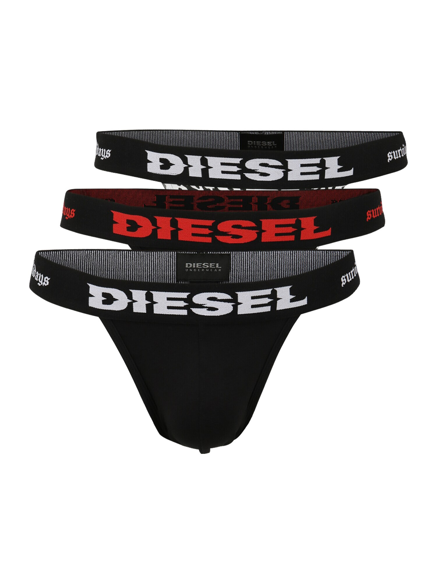 DIESEL Slip 'JOCKY' črna / bela / svetlo rdeča - Pepit.si