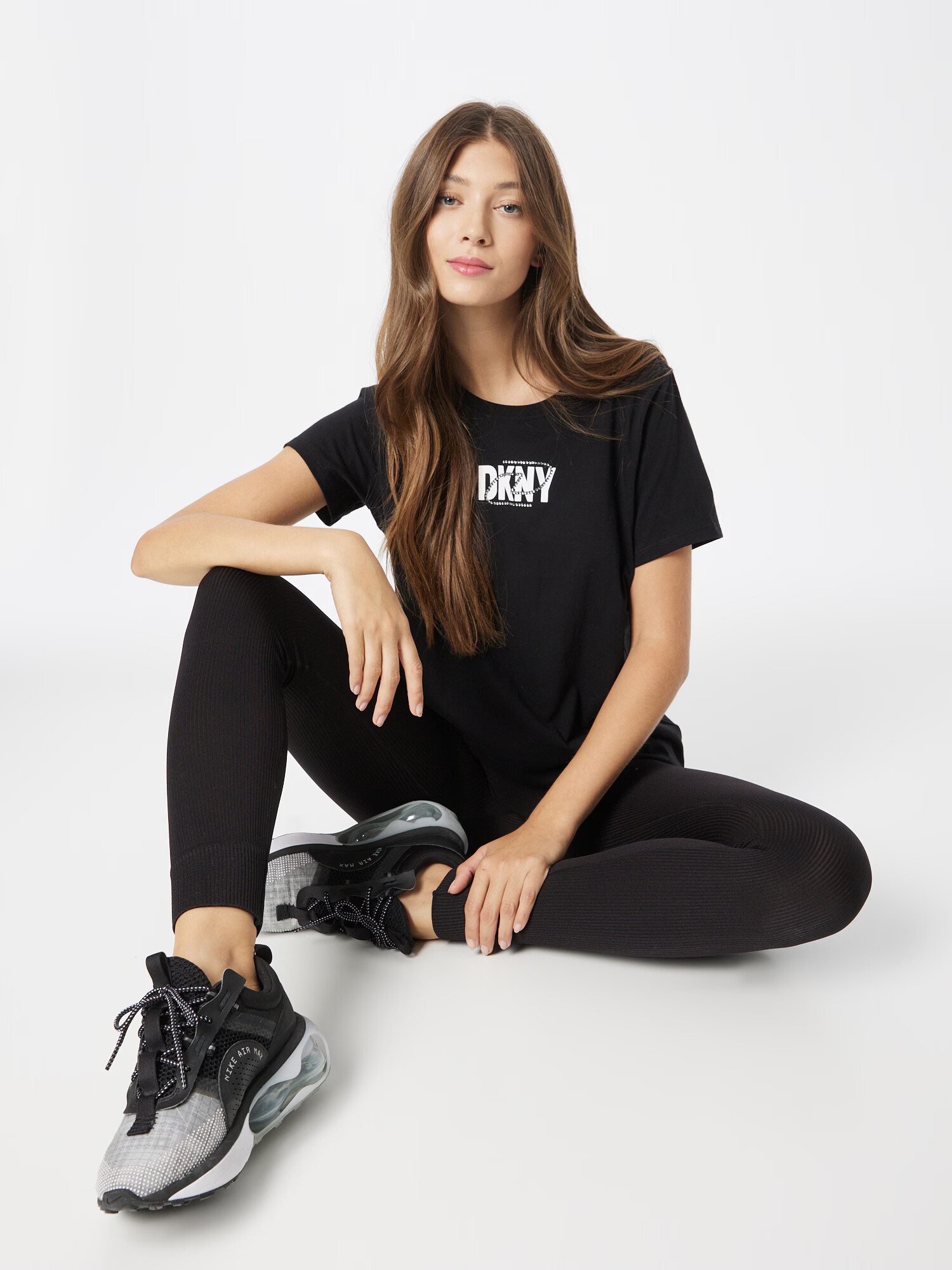 DKNY Performance Funkcionalna majica črna / bela - Pepit.si