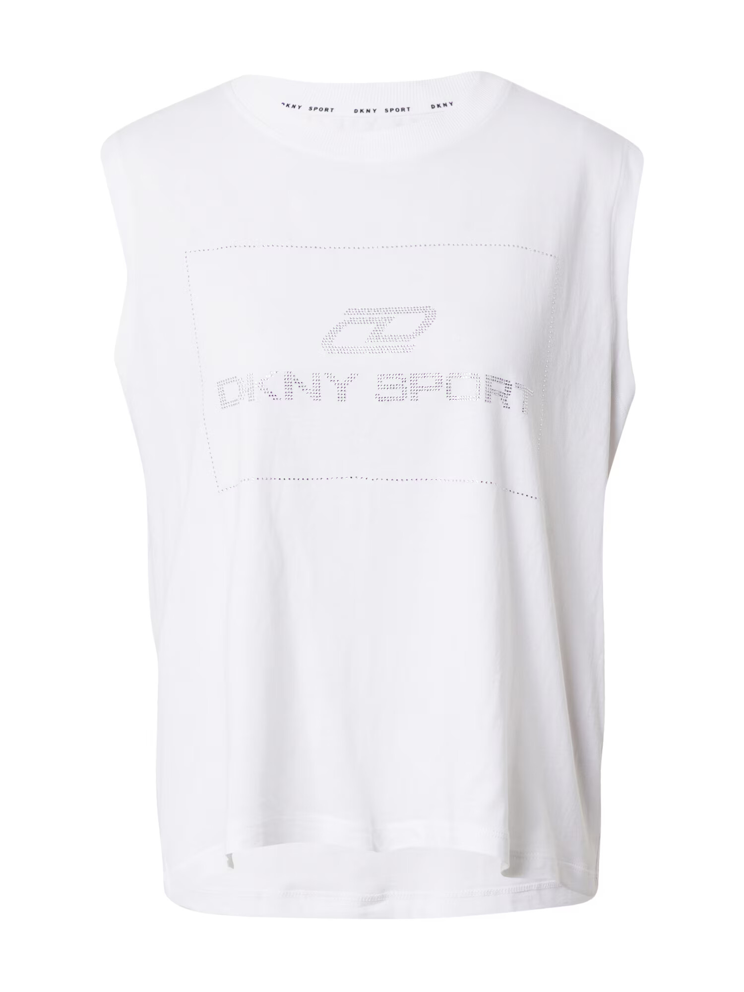 DKNY Performance Top 'RHINESTONE' bela / srebrno-siva - Pepit.si