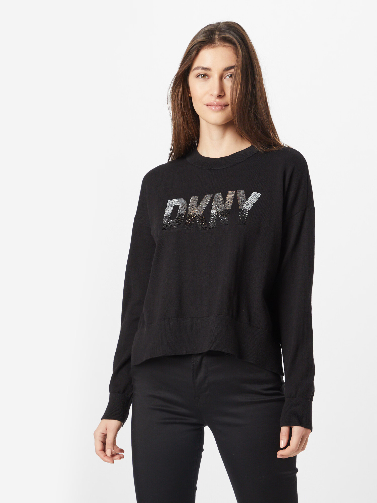 DKNY Pulover črna / srebrna - Pepit.si