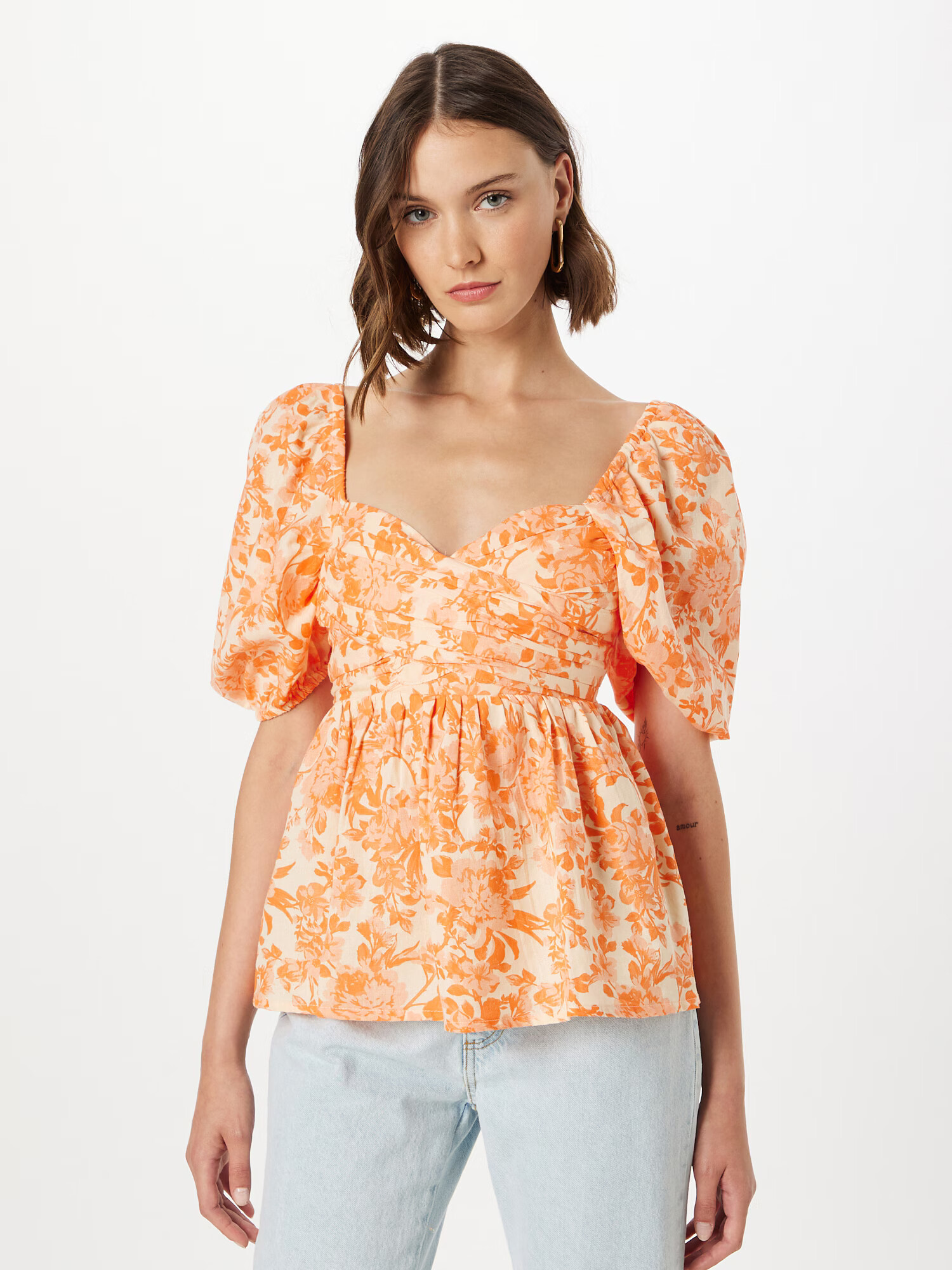 Dorothy Perkins Bluza pastelno rumena / marelica / rjasto rdeča - Pepit.si