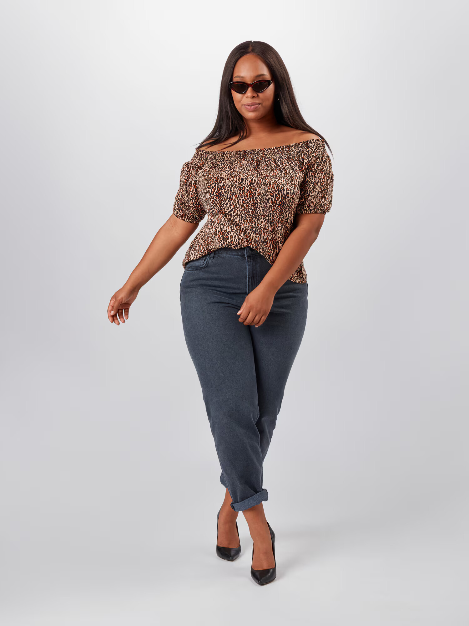 Dorothy Perkins Curve Majica bež / rjasto rjava / črna - Pepit.si