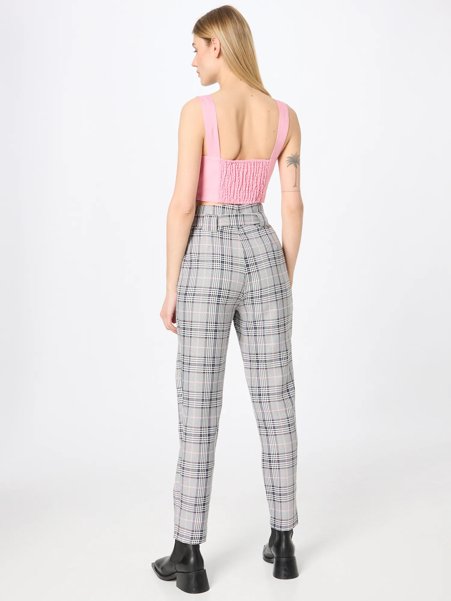 Dorothy Perkins Hlače 'Willow Check' nočno modra / roza / črna / bela - Pepit.si