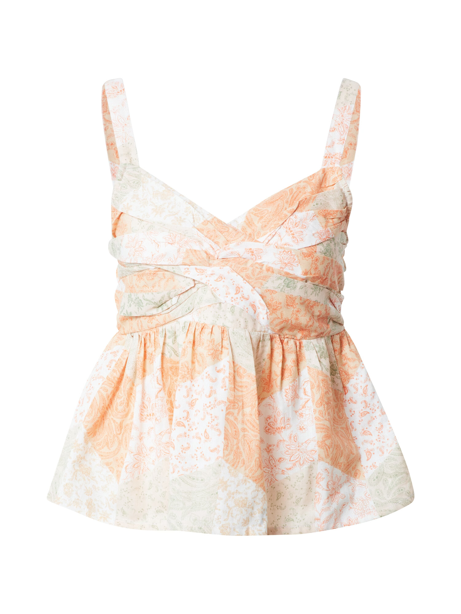 Dorothy Perkins Top pastelno zelena / oranžna / bela - Pepit.si