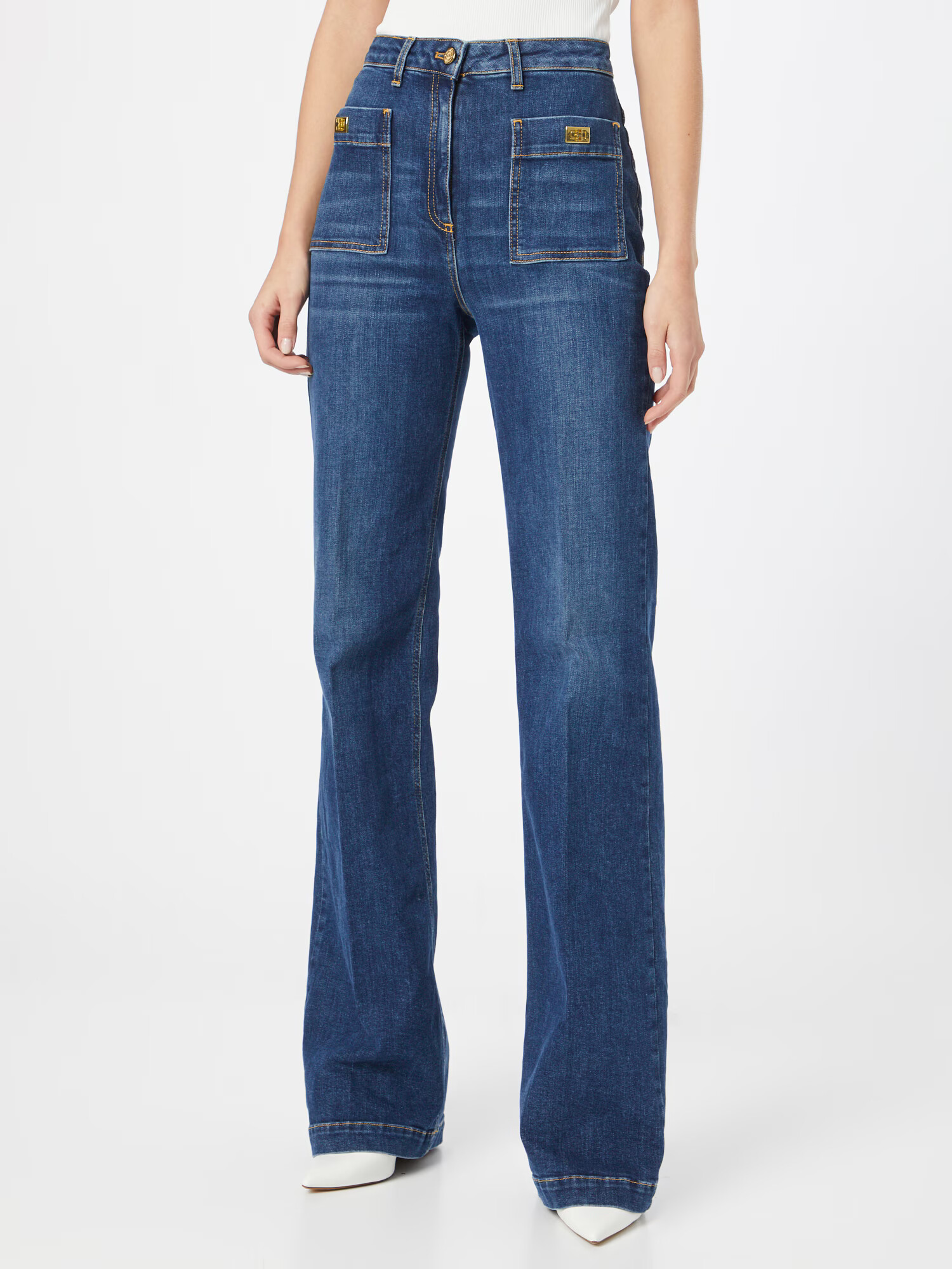 Elisabetta Franchi Kavbojke moder denim - Pepit.si