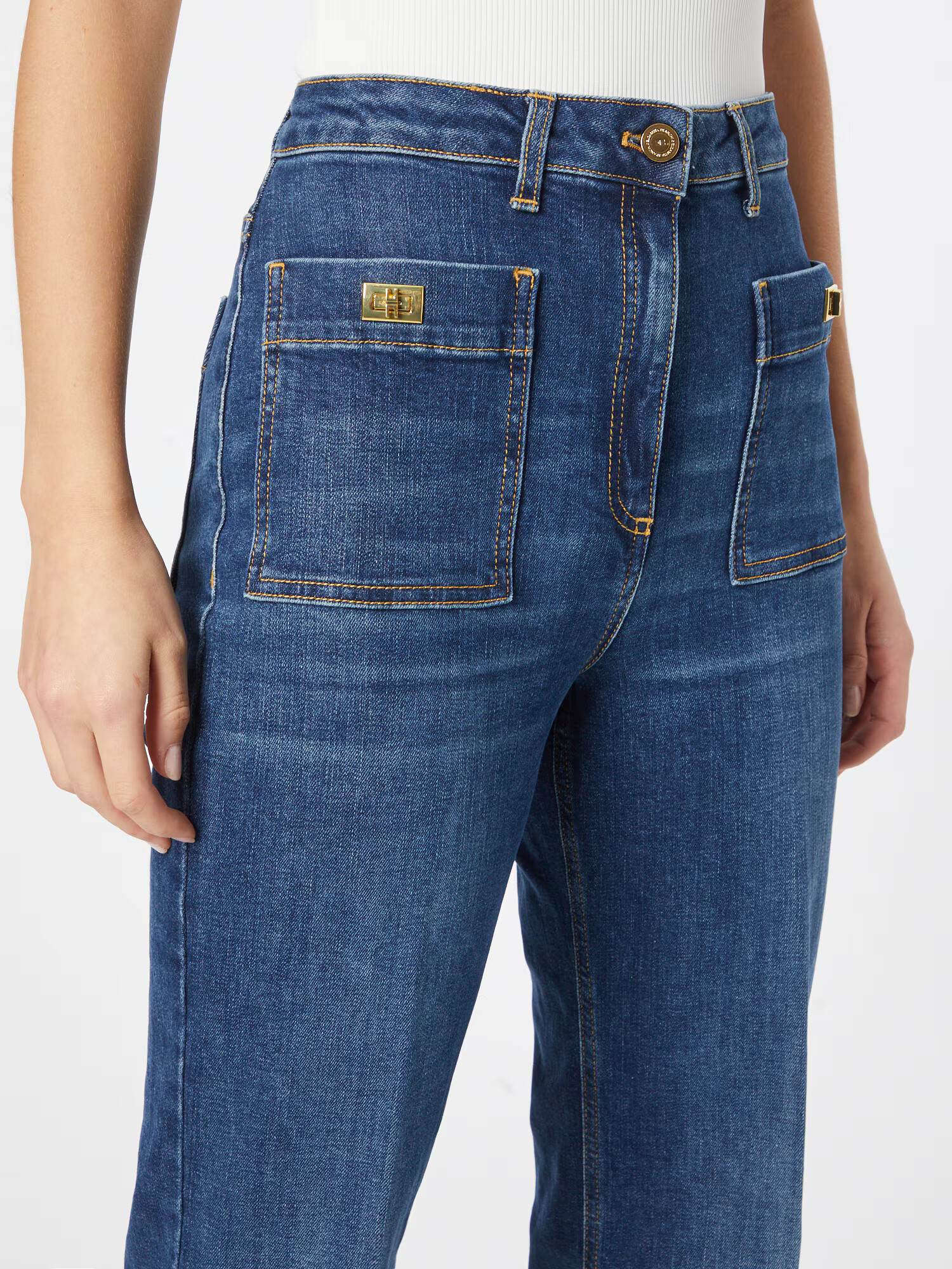 Elisabetta Franchi Kavbojke moder denim - Pepit.si