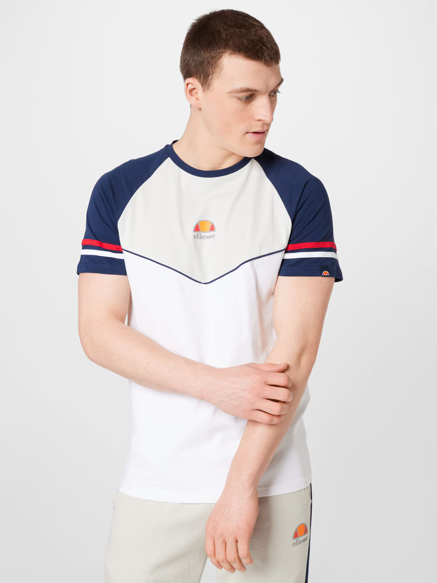 ELLESSE Funkcionalna majica 'Mancina' temno modra / oranžna / rdeča / srebrna / bela - Pepit.si