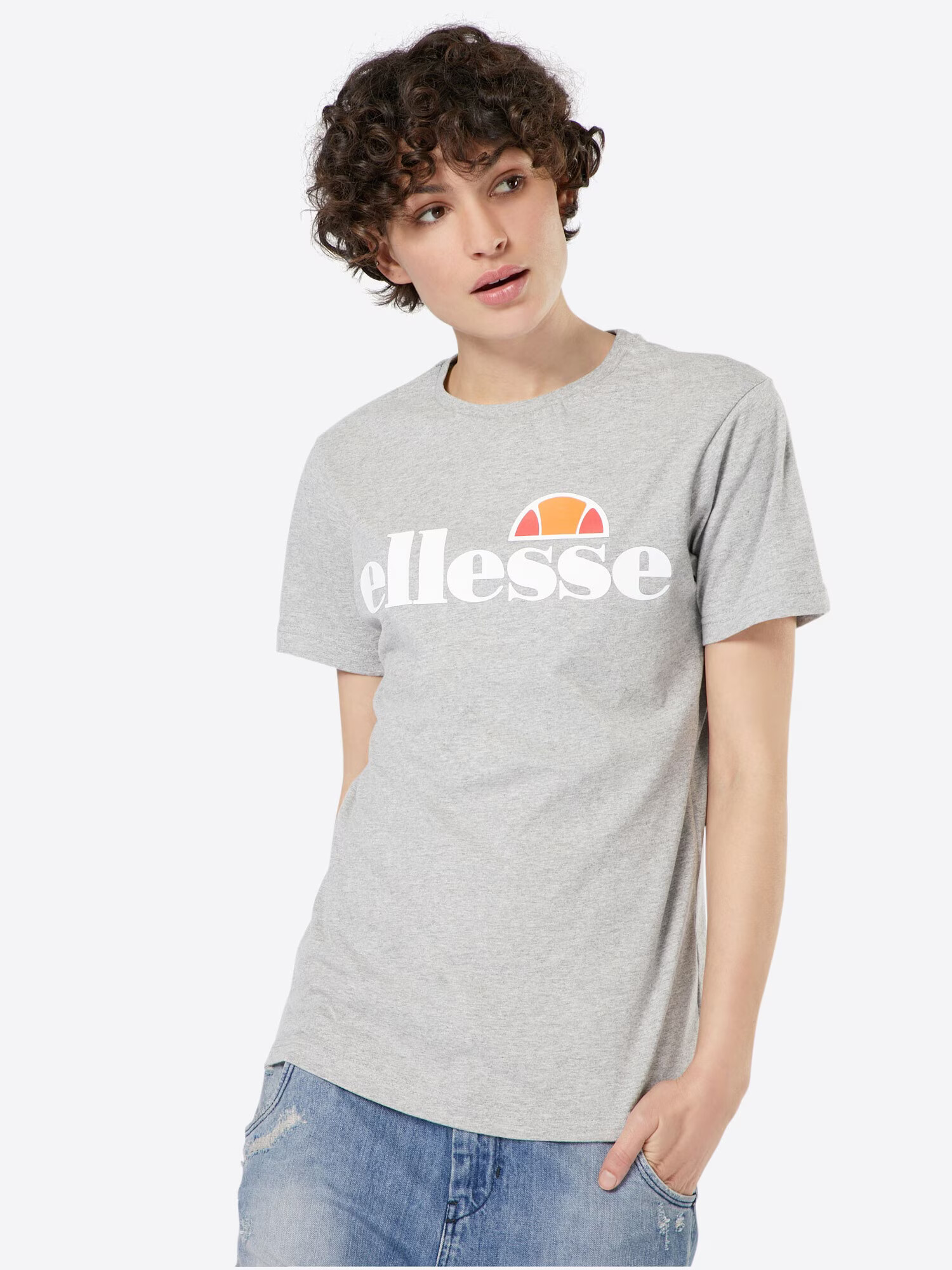 ELLESSE Majica 'Albany' pegasto siva / oranžna / melona / bela - Pepit.si