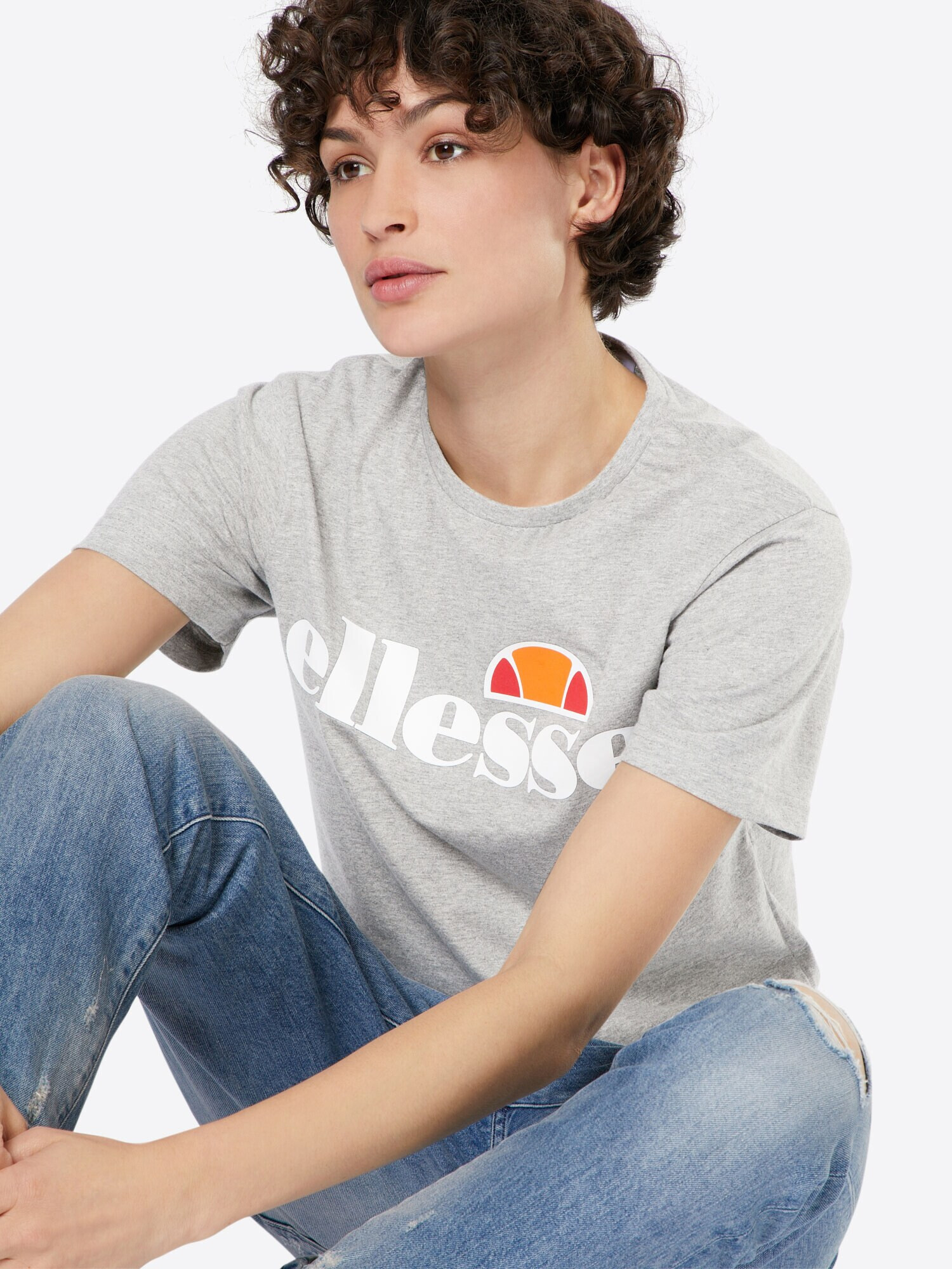 ELLESSE Majica 'Albany' pegasto siva / oranžna / melona / bela - Pepit.si