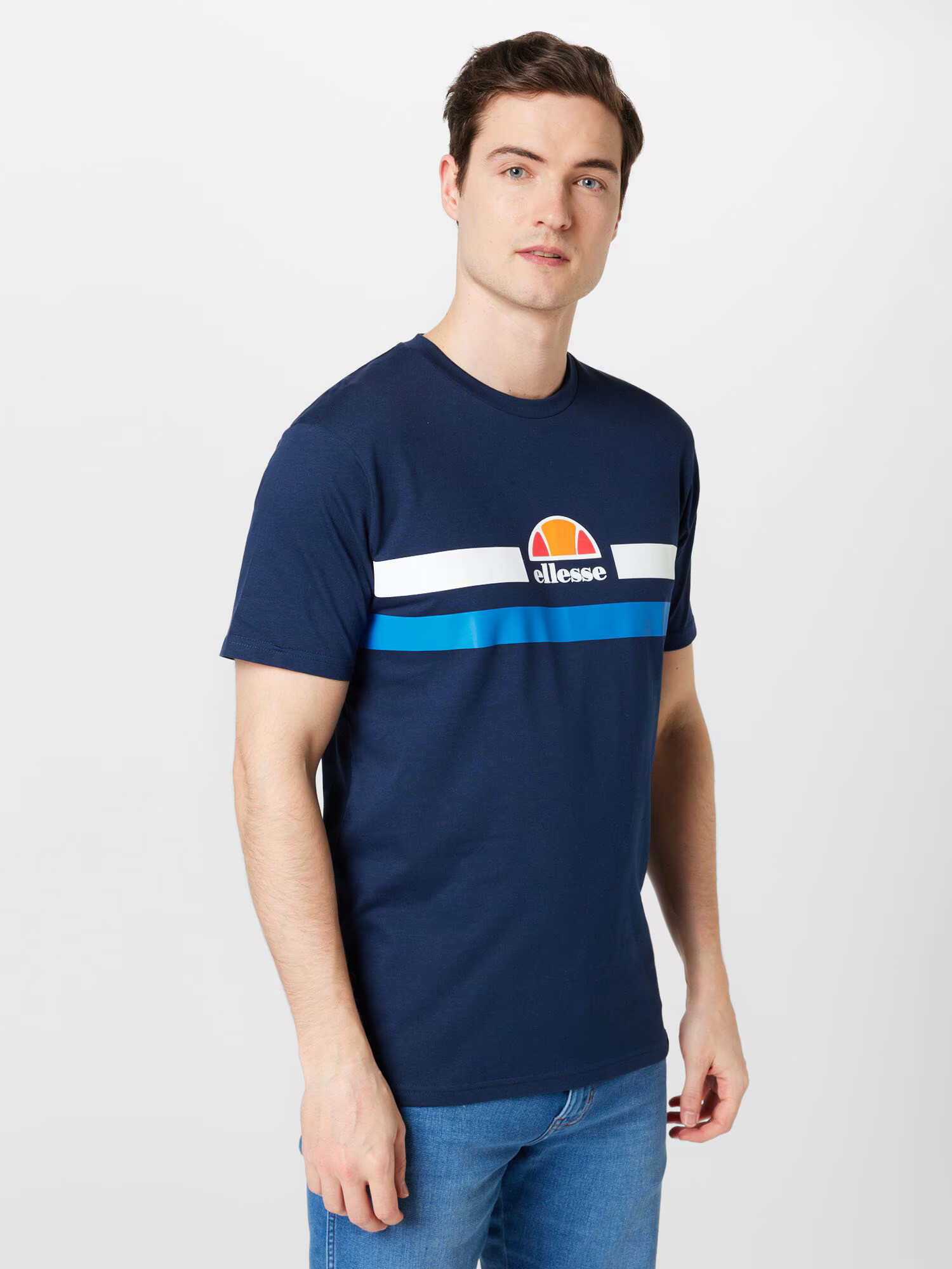 ELLESSE Majica 'Aprel' mornarska / turkizna / mandarina / bela - Pepit.si