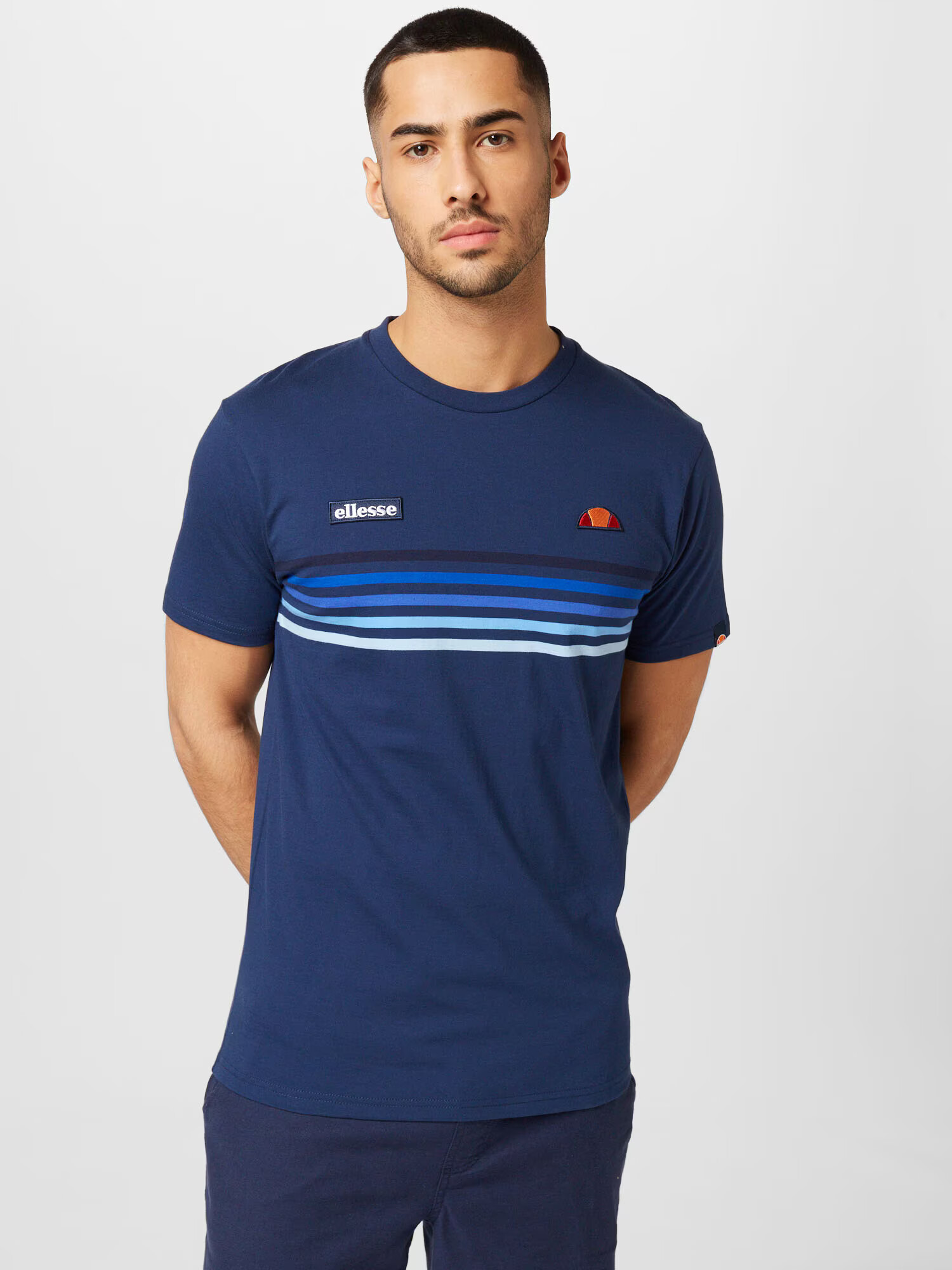 ELLESSE Majica 'Marsella' mornarska / nebeško modra / svetlo modra / oranžna - Pepit.si