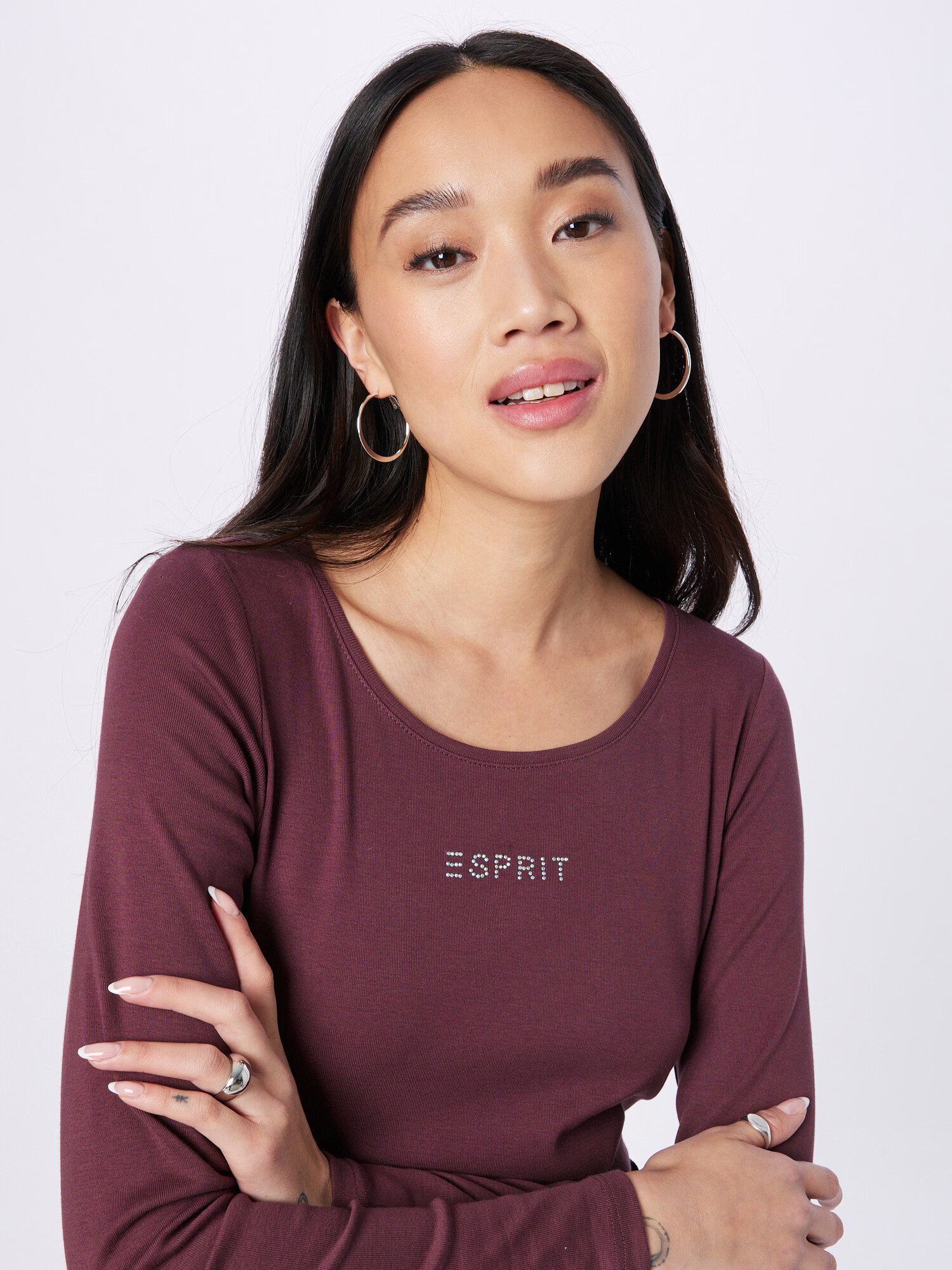 ESPRIT Majica bordo / bela - Pepit.si