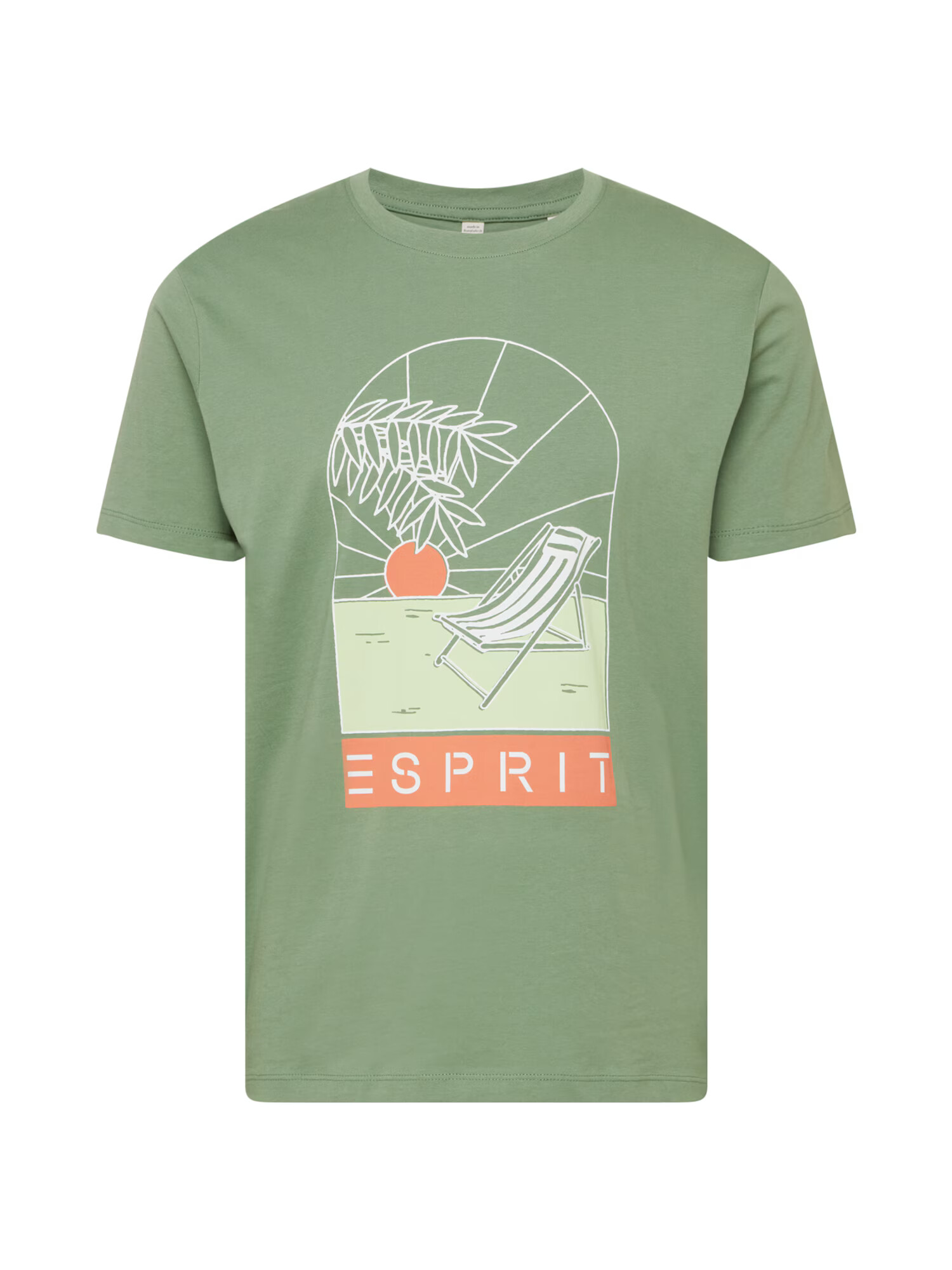 ESPRIT Majica zelena / losos / bela - Pepit.si