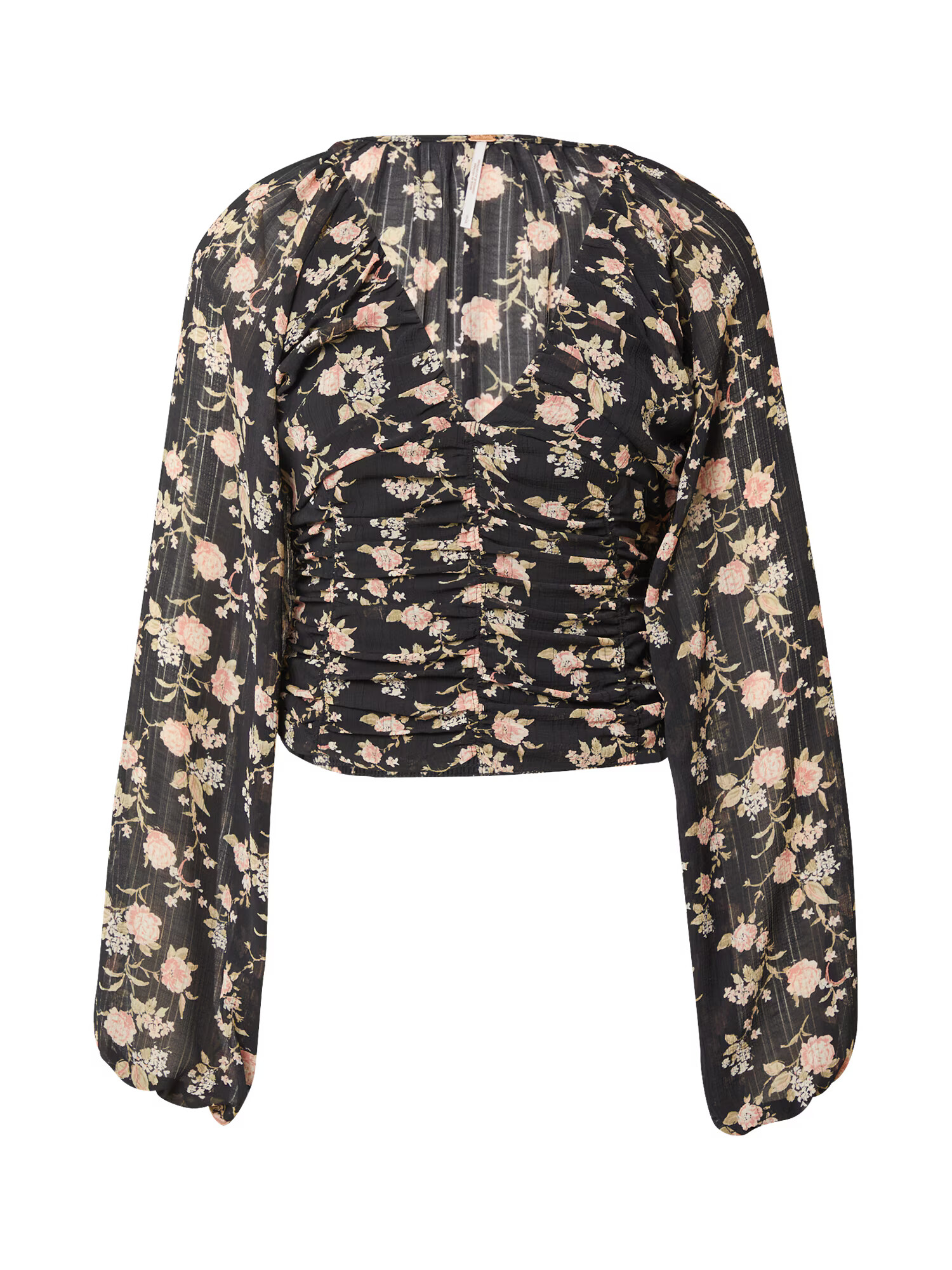 Free People Bluza 'NEW FINAL ROSE' temno modra / roza / bela / travnato zelena - Pepit.si