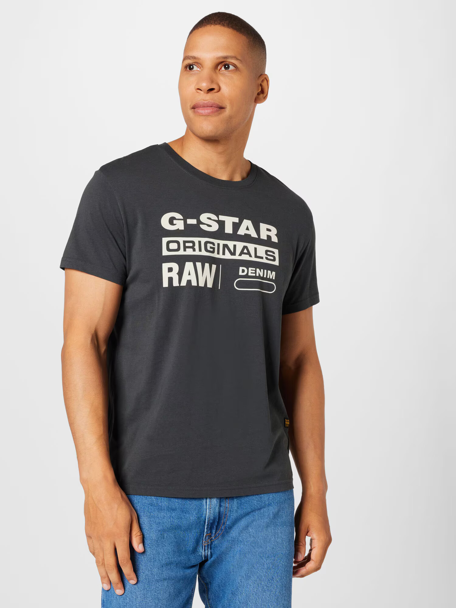 G-Star RAW Majica temno siva / bela - Pepit.si