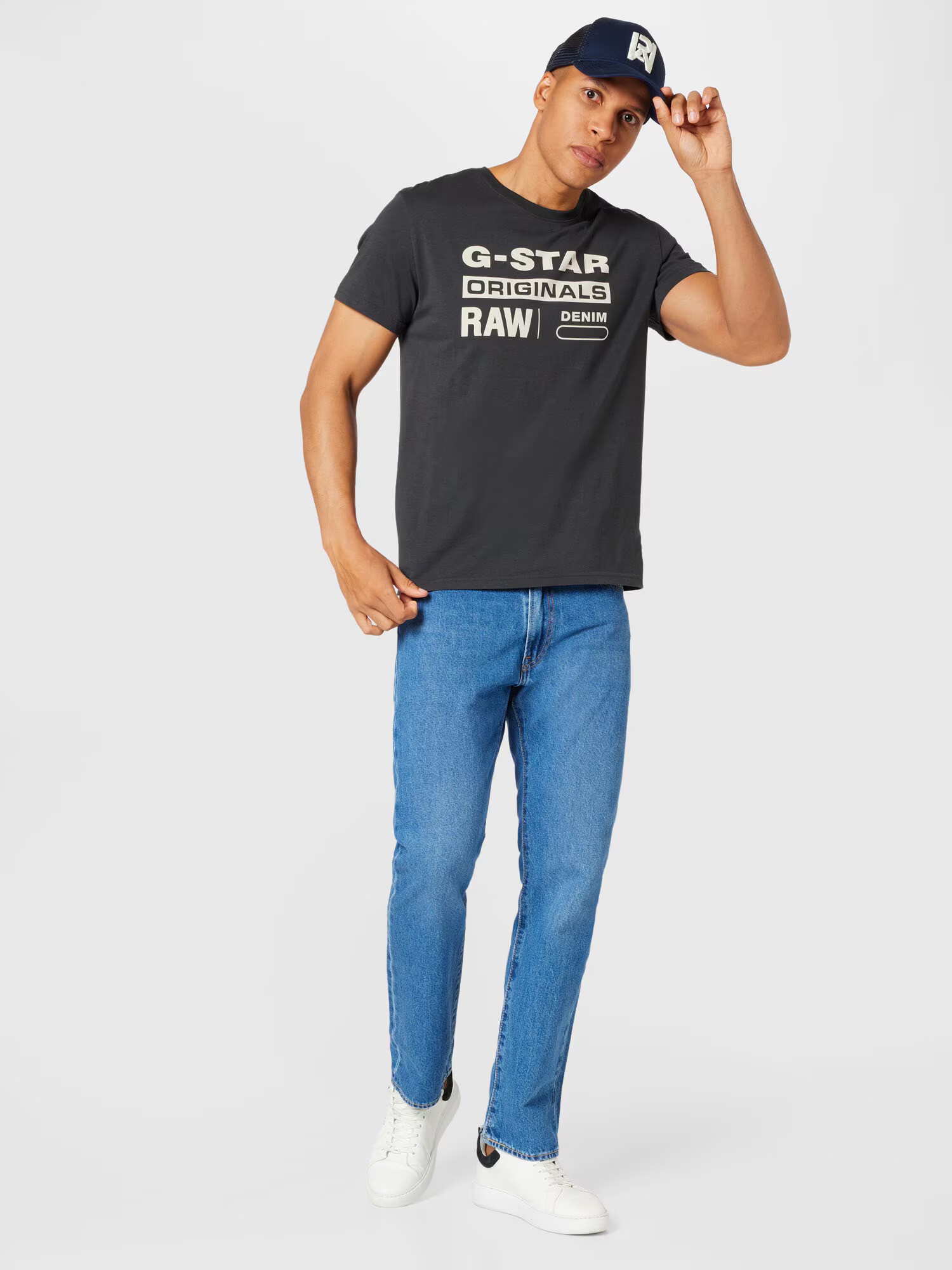 G-Star RAW Majica temno siva / bela - Pepit.si