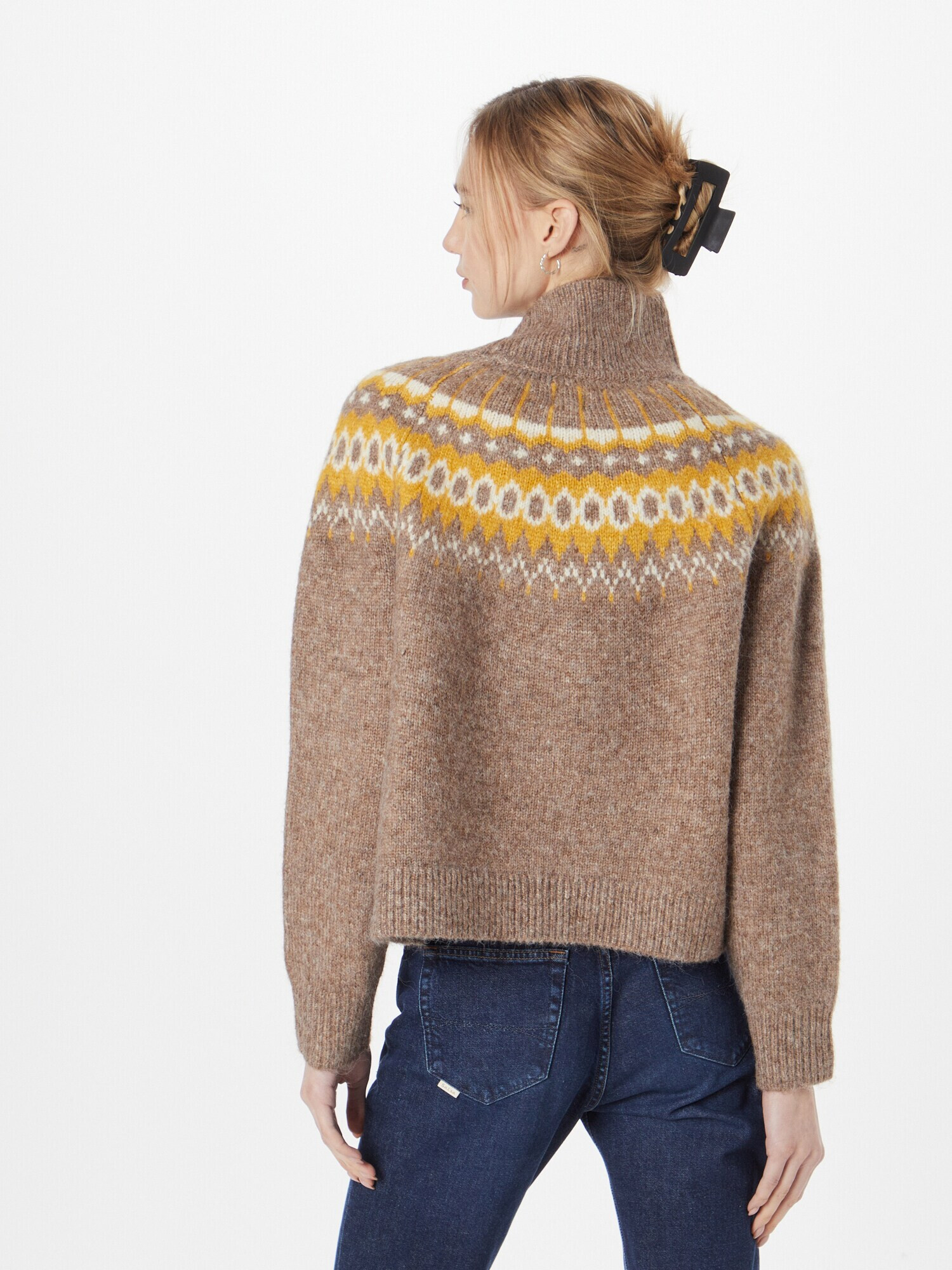 GAP Pulover 'BRUSHED FAIRISLE' pikčasto rjava / rumena / bela - Pepit.si