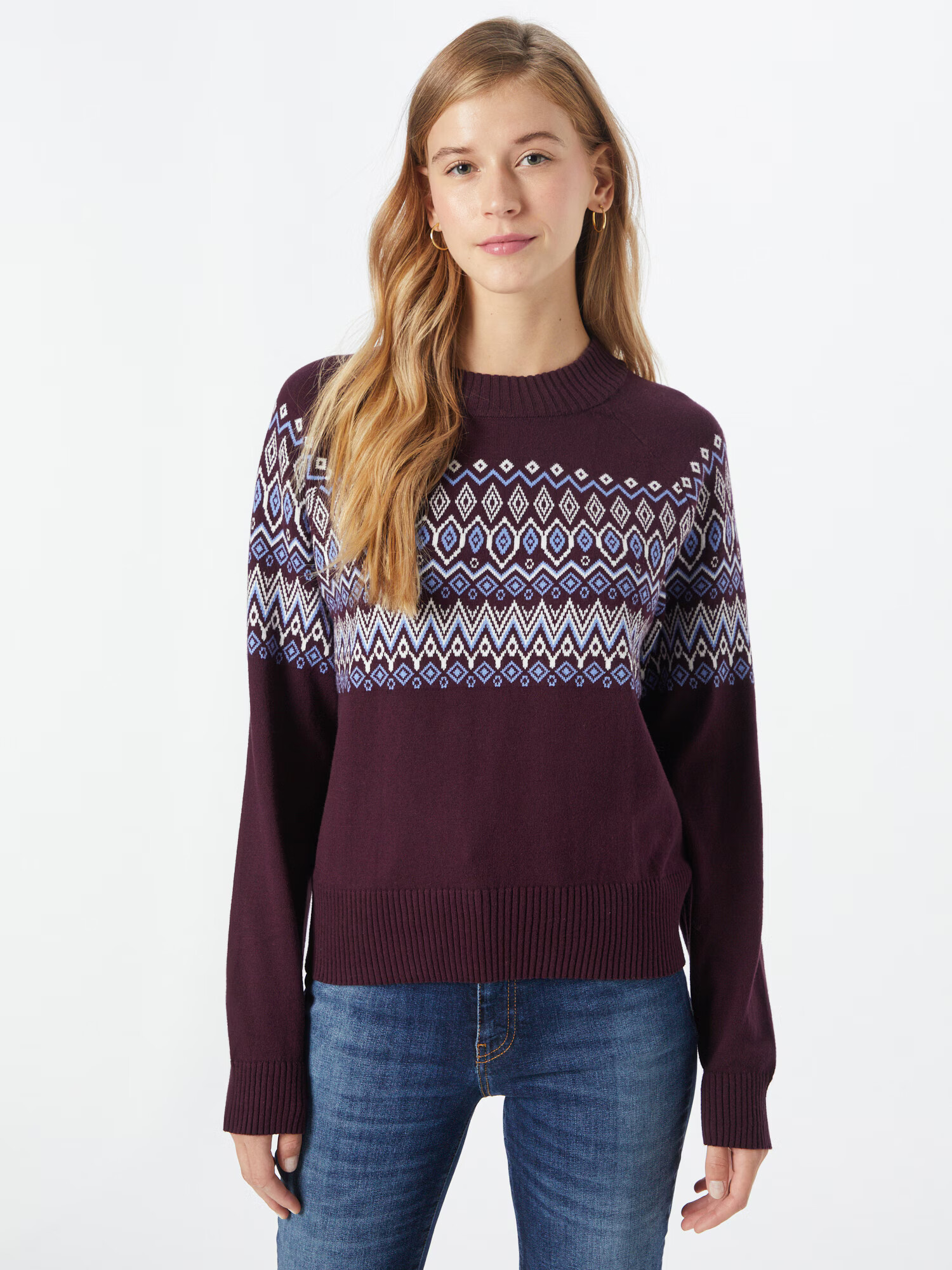 GAP Pulover 'FAIRISLE' svetlo modra / robida / bela - Pepit.si