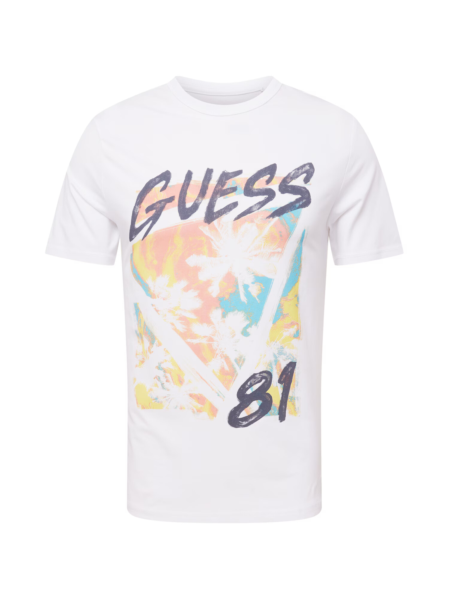 GUESS Majica 'Impress' svetlo modra / temno modra / rumena / staro roza / bela - Pepit.si