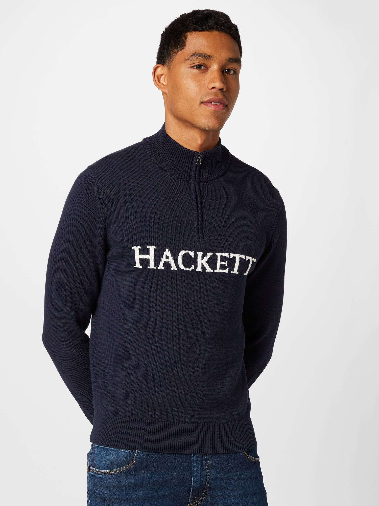 Hackett London Pulover mornarska / bela - Pepit.si