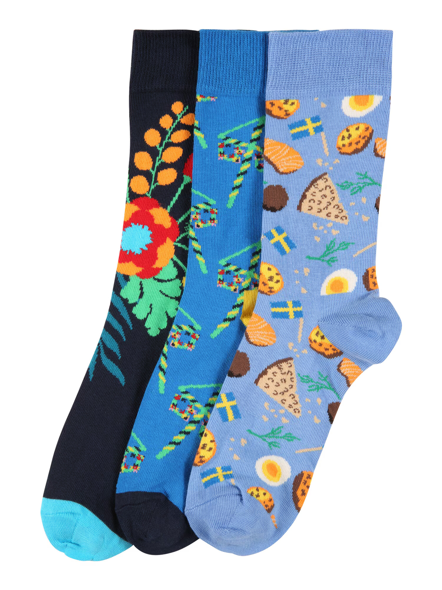 Happy Socks Nogavice 'Midsummer' modra / mornarska / dimno modra / kari - Pepit.si