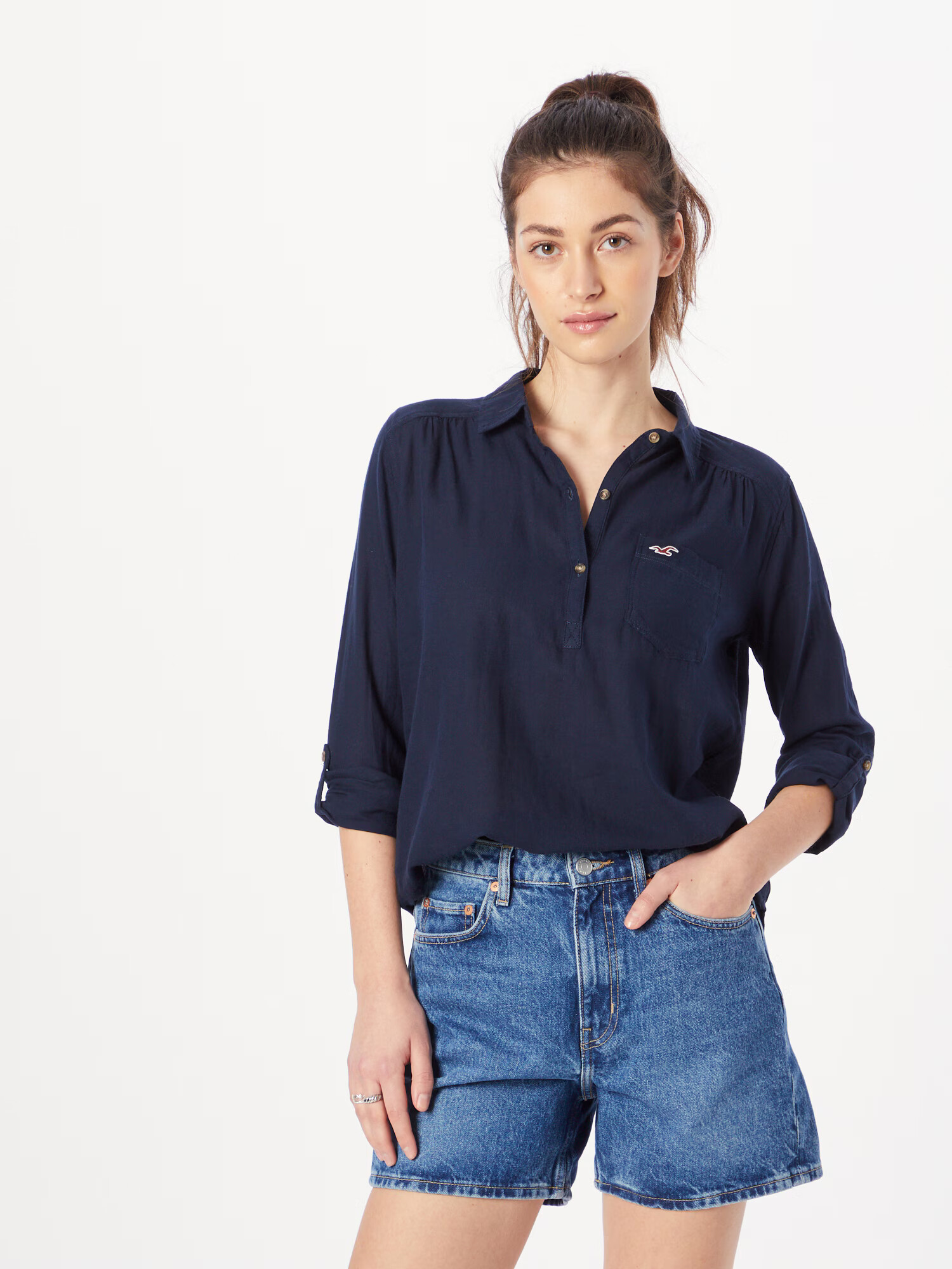 HOLLISTER Bluza 'LS POPOVER NAVY' mornarska - Pepit.si