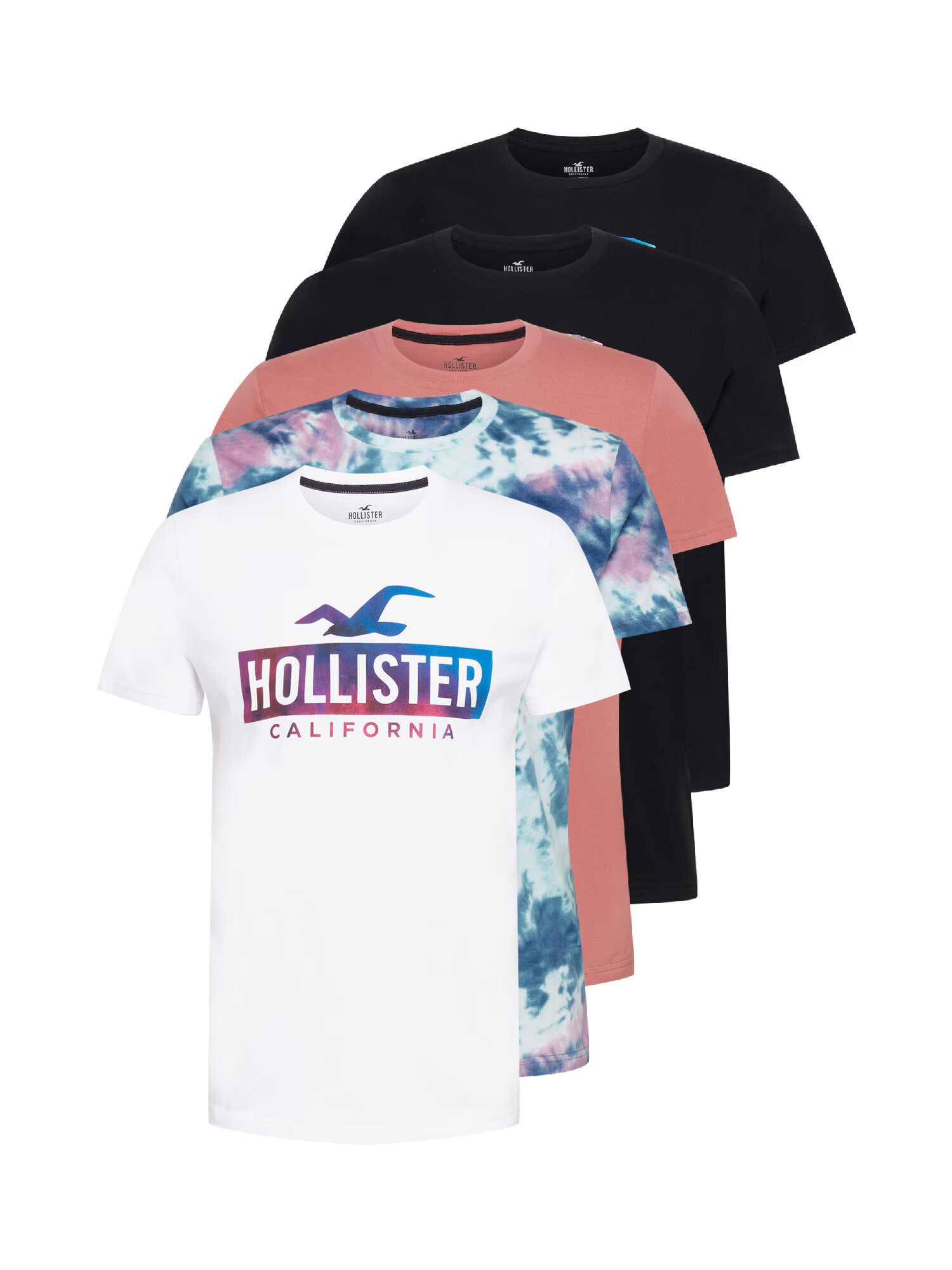 HOLLISTER Majica bela / korala / črna / modra / temno liila - Pepit.si