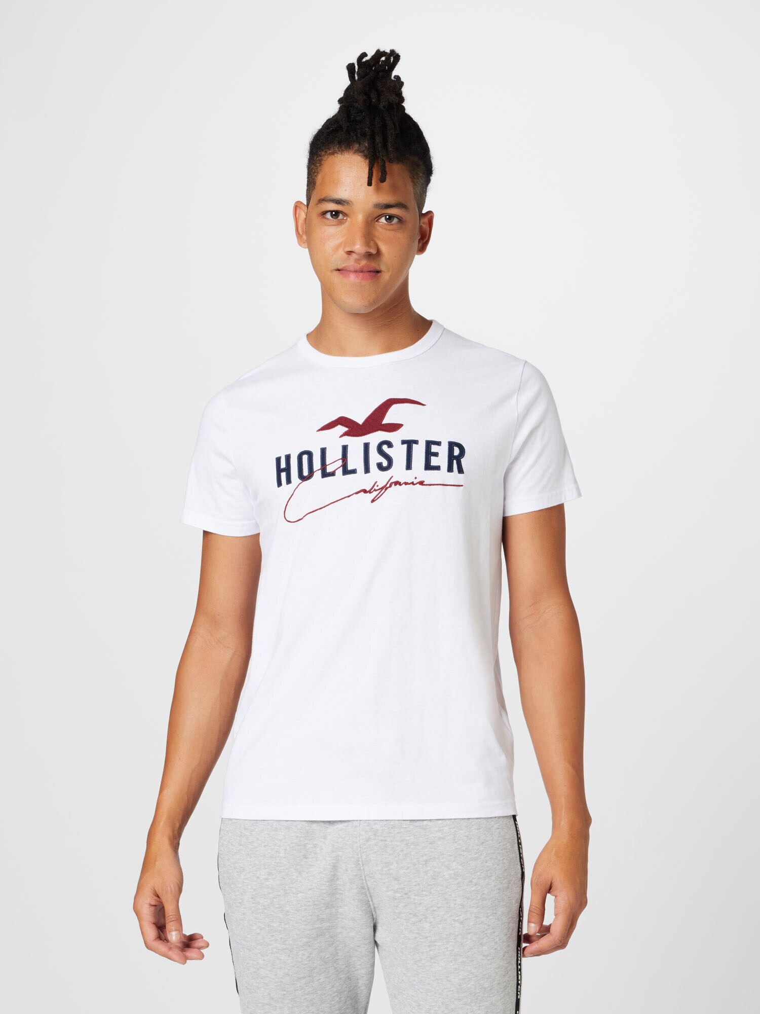 HOLLISTER Majica češnjevo rdeča / črna / bela - Pepit.si